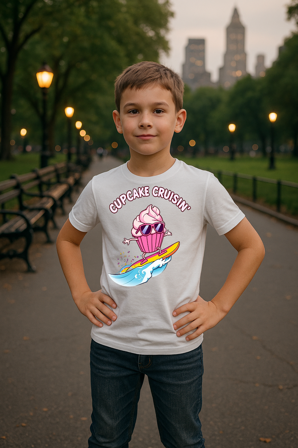 🧁 Cupcake Cruisin’ Tee – Ride the Sweet Wave! 🏄‍♂️