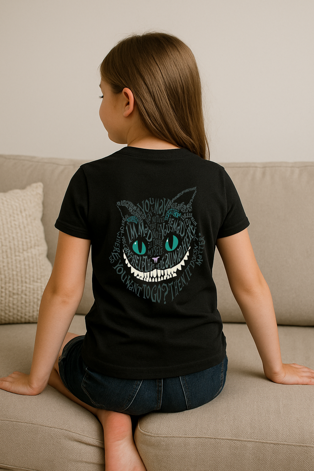 Cheshire Cat Tee for Girls – Alice in Wonderland-Inspired | Ages 0-13
