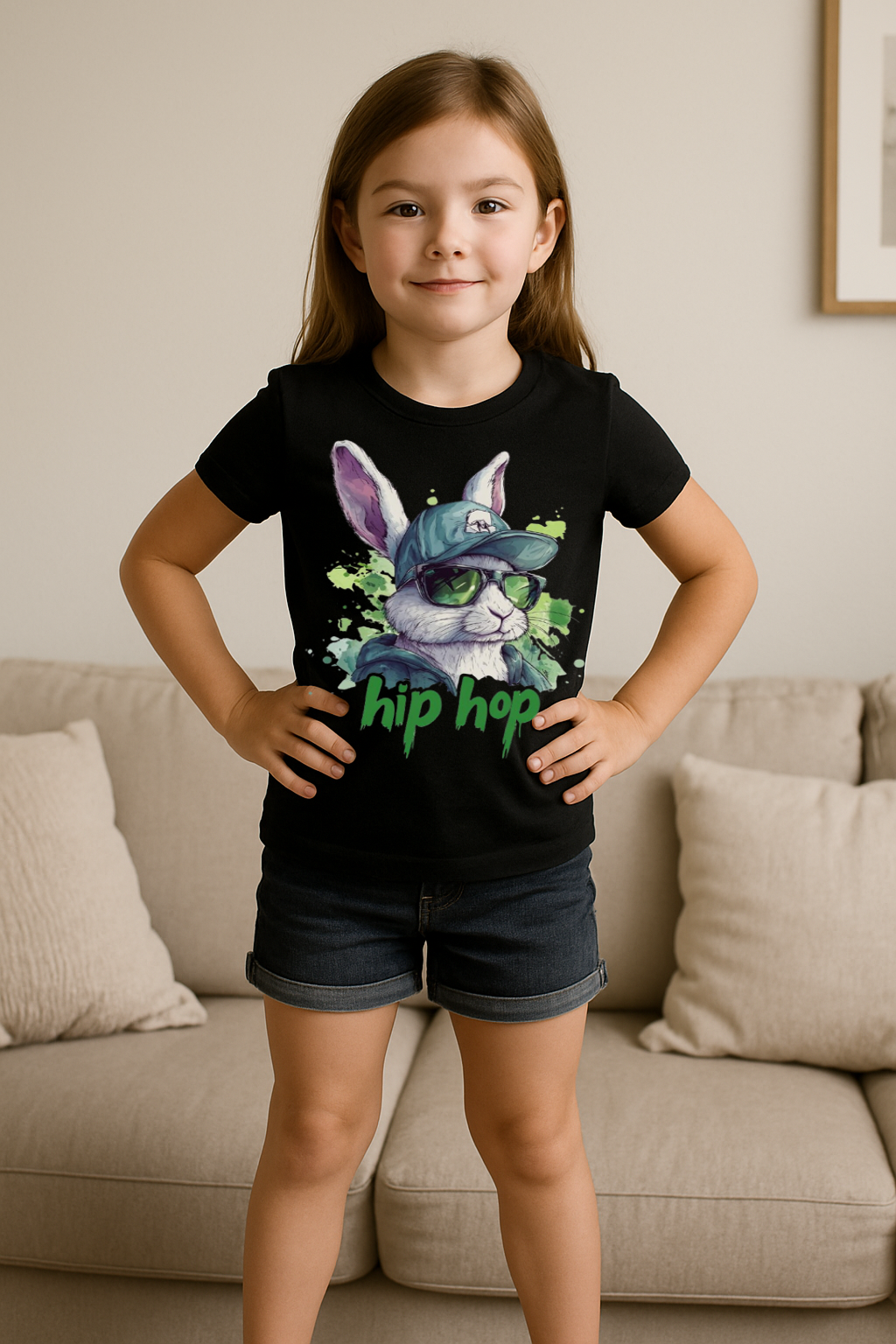 “Hip Hop Bunny” Kids’ T-Shirt – Street Style Cottontail Edition 🐰🕶️