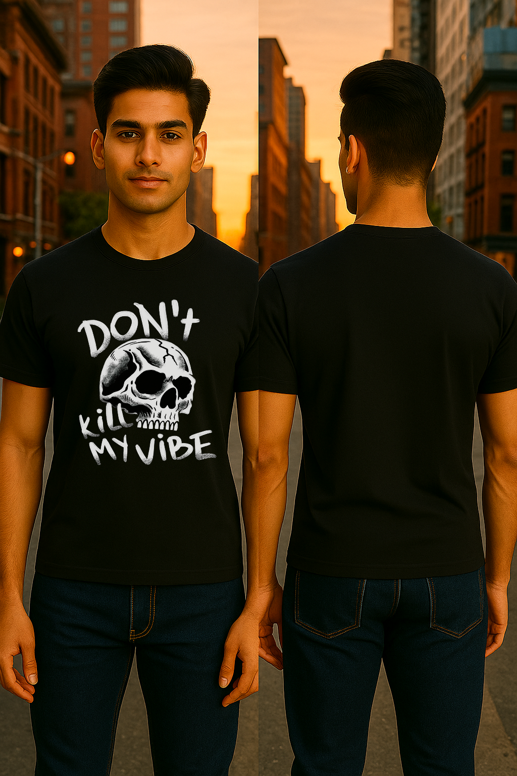🔥 "Don’t Kill My Vibe" Tee – by Storm BRN 🖤💀