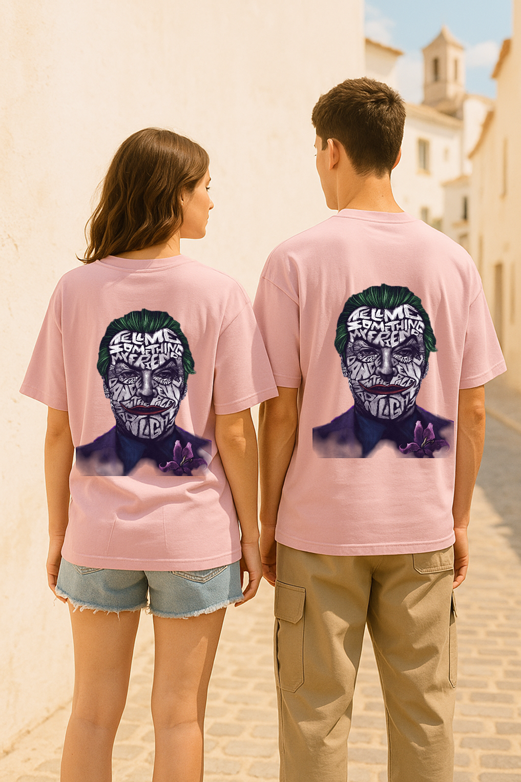 🎭 “Tell Me Something, My Friend…” Joker Pink Oversized Tee 💥