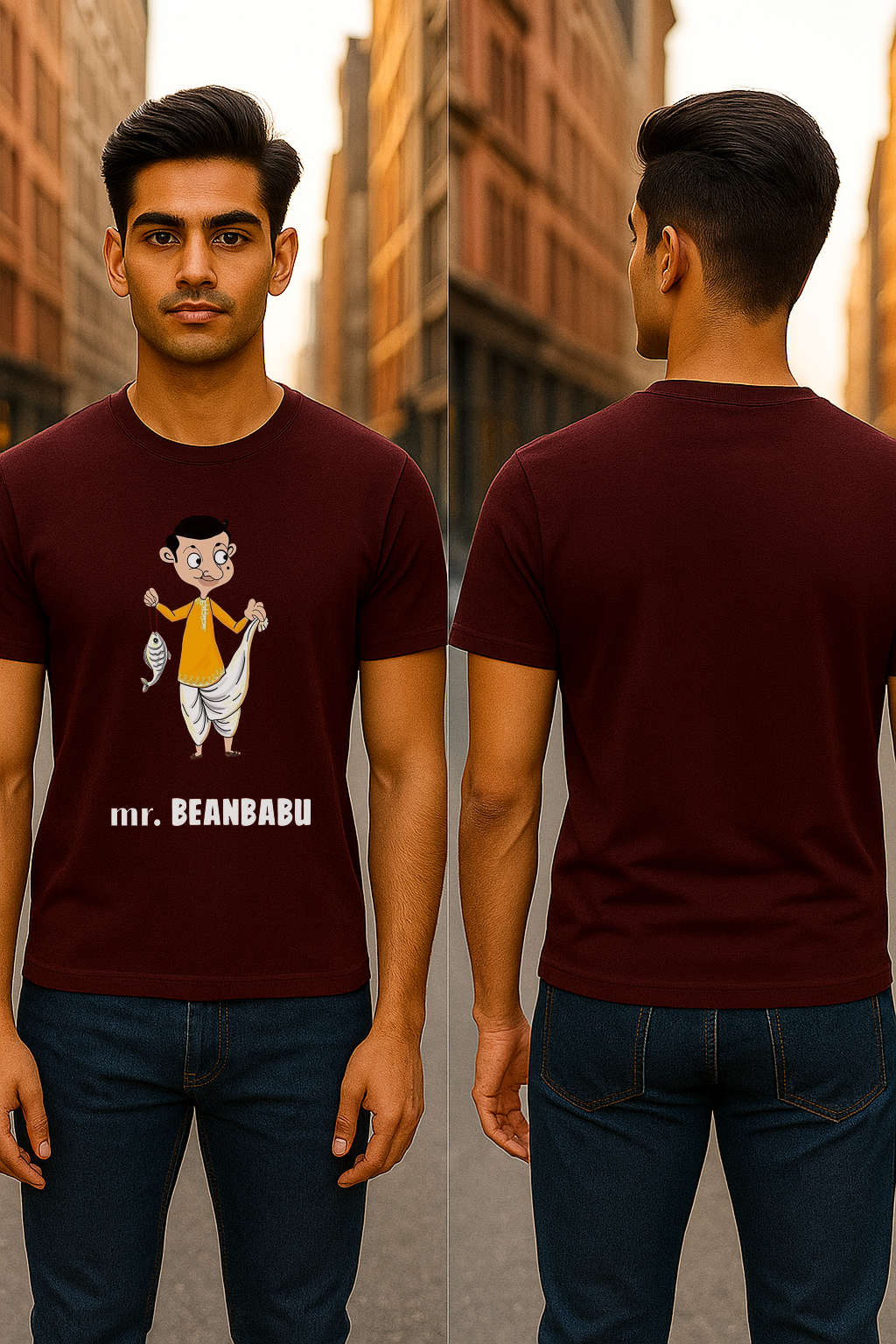 👀 STORM BRN DROP 🎣 —  Mr. BEANBABU 🛶🐟 | Desi Cartoon Core Tee