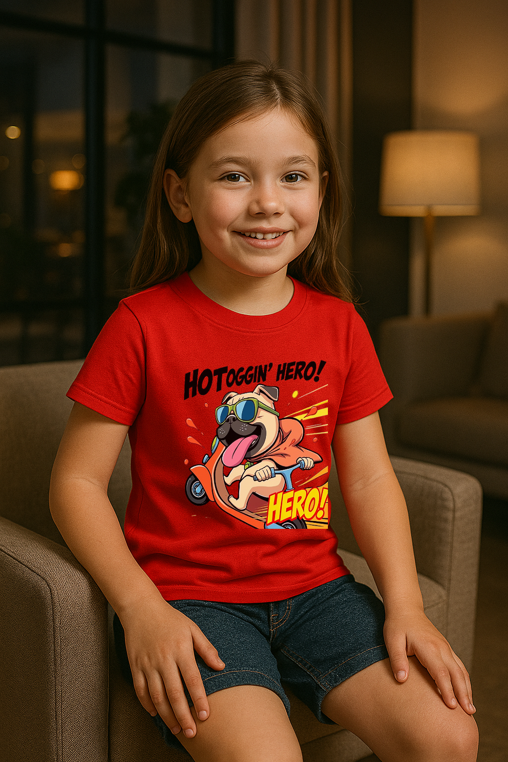 “Hotdoggin’ Hero” Kids T-Shirt – Zoom into Fun! 🛵🐾