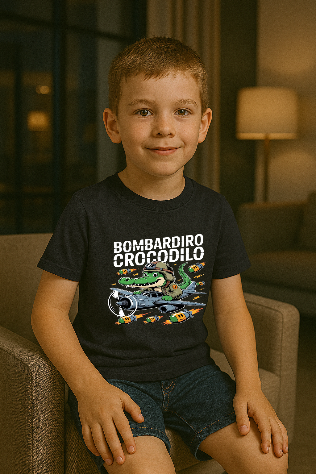 “Bombardiro Crocodilo” 🐊 Boys' Cartoon Graphic T-Shirt