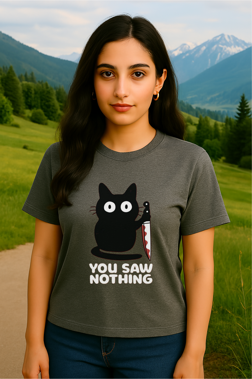 🖤  You Saw Nothing Tee | Killer Cat Energy