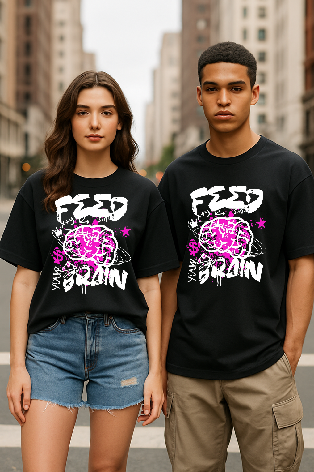 "Feed Your Brain" Acid Wash Street Tee – For the Mindful Hustler