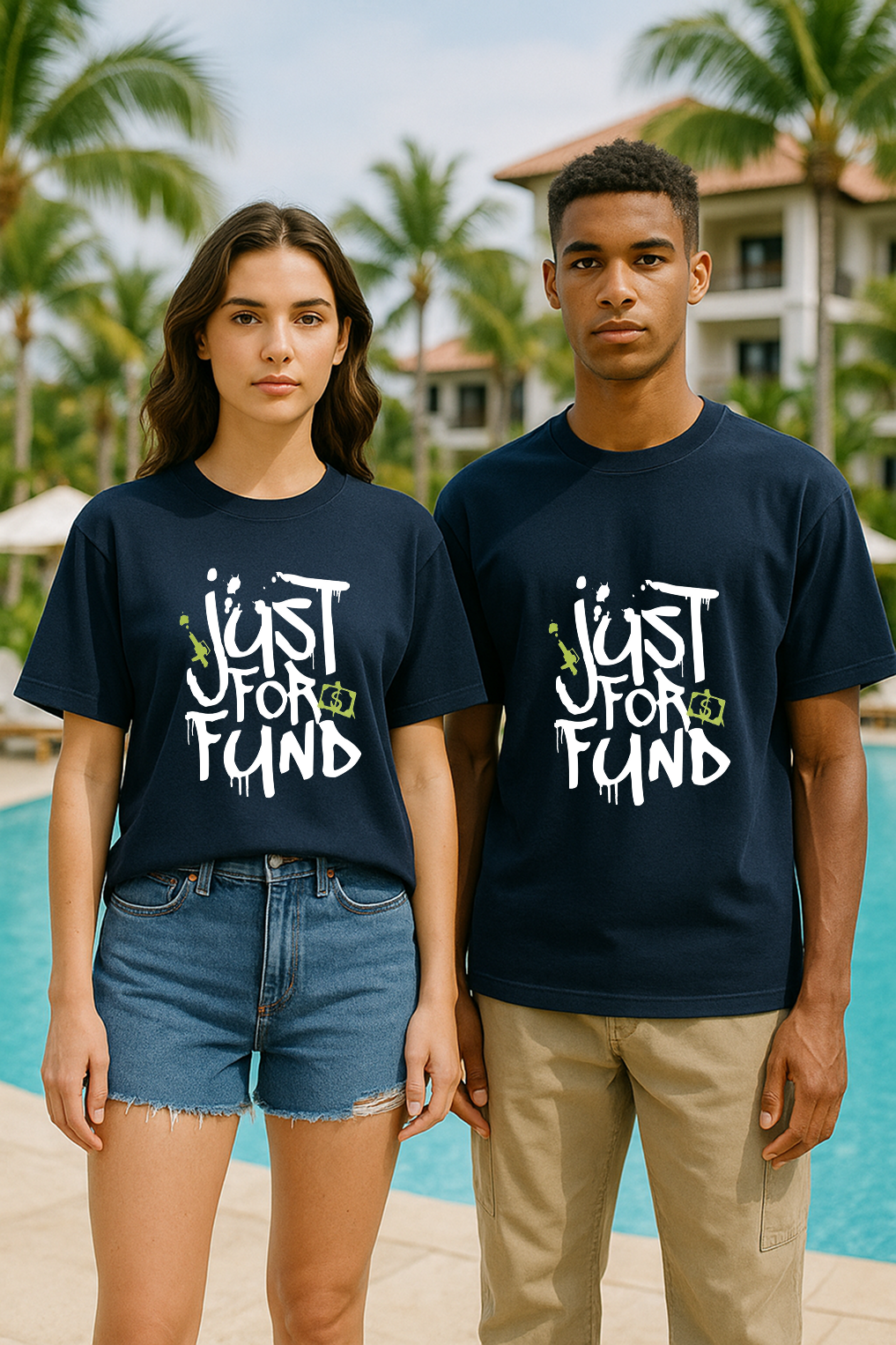 “Just For Fund” Street Graffiti Tee – Hustle in Style, Laugh in Layers