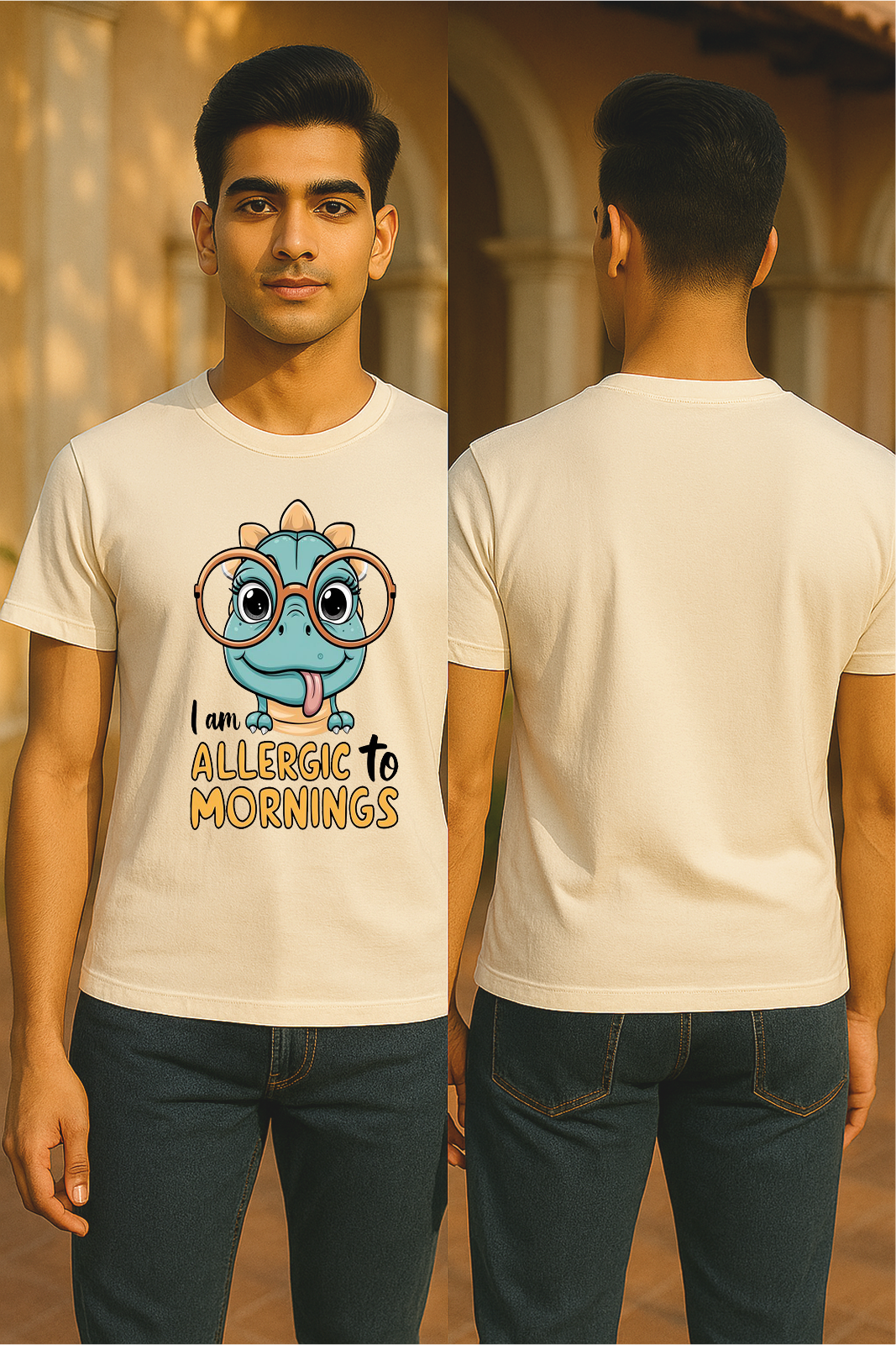 🦖 "Allergic to Mornings"  – by STORM BRN  For the brunch babes, nap kings & snooze button legends 😴🌤️