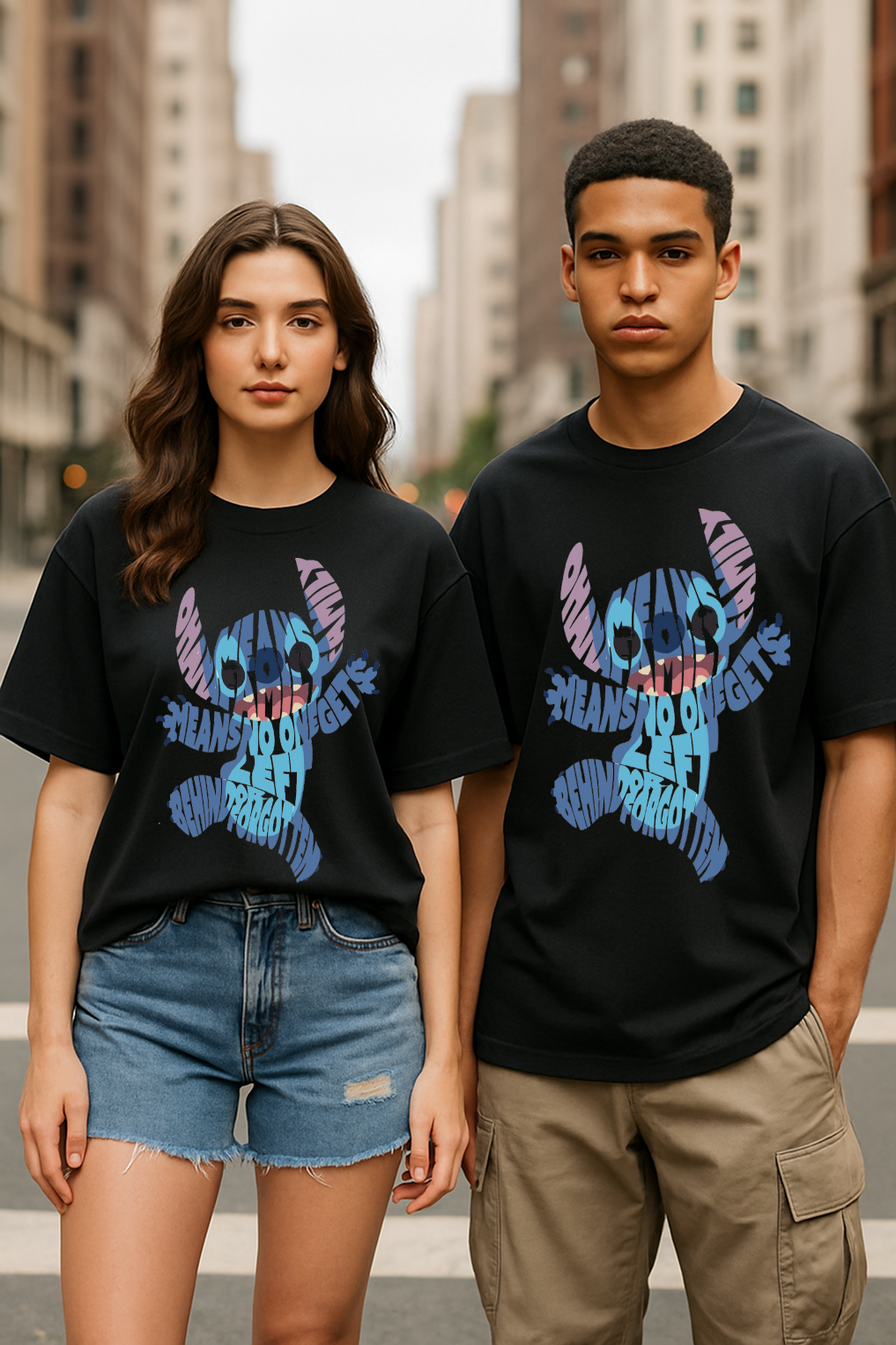 Galactic Grunge Oversized Tee – ‘Ohana Means Family’ Edition