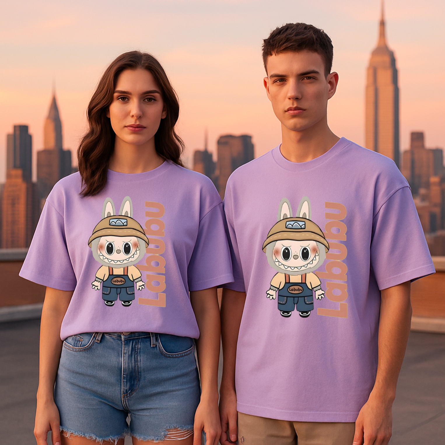 Labubu Adventure – Unisex Oversized Cartoon Tee