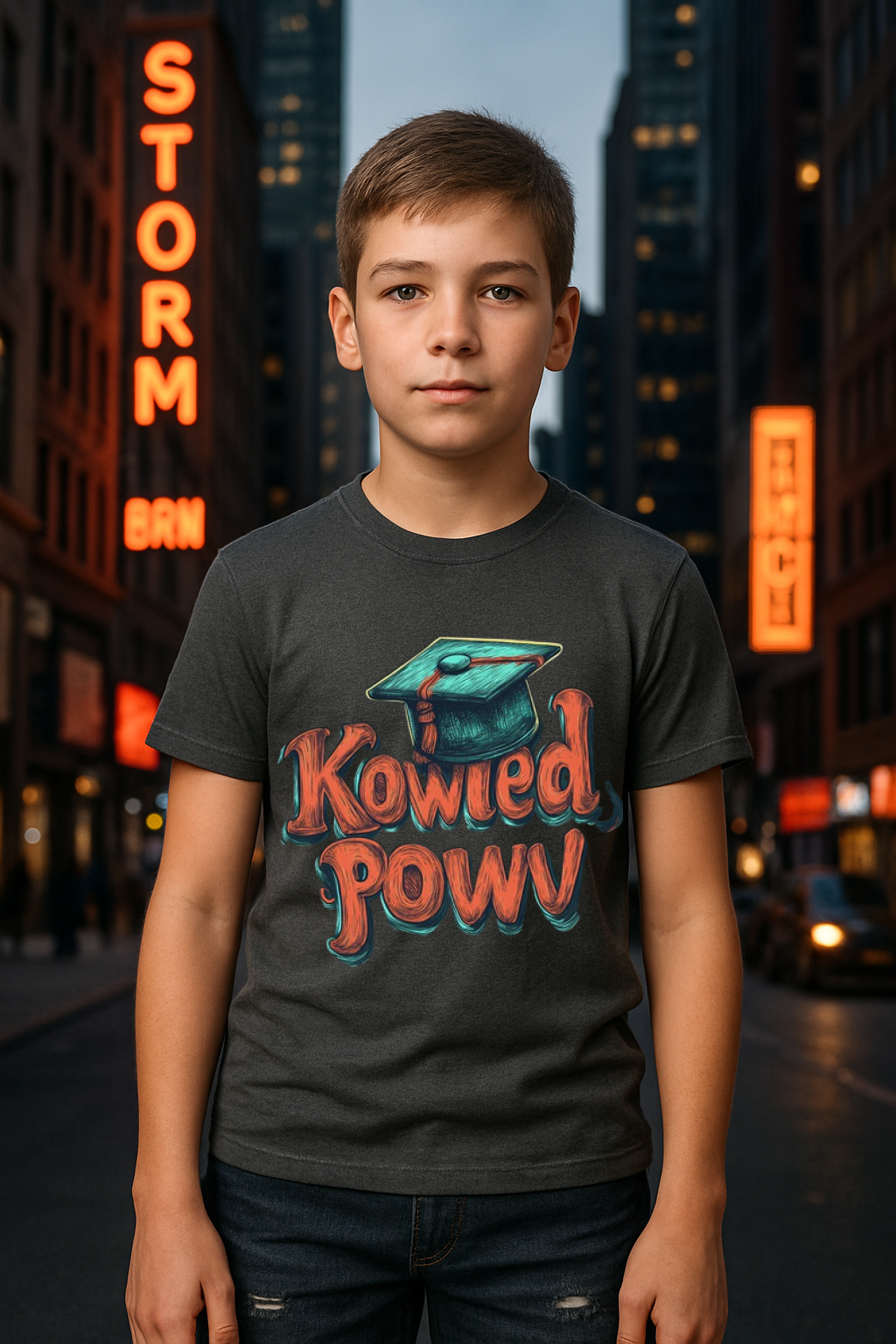 “Knowledge Power” Premium Kids Tee – Smart, Bold & Ready to Shine