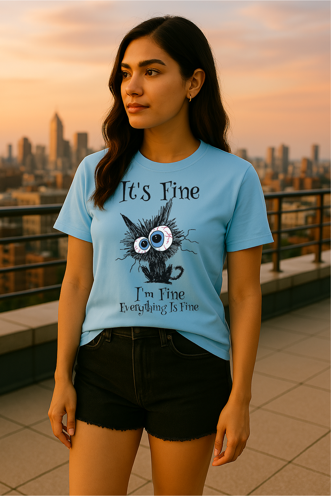 💥 "It’s Fine" Puff Print Tee – Chaos But Make It Cute 💥