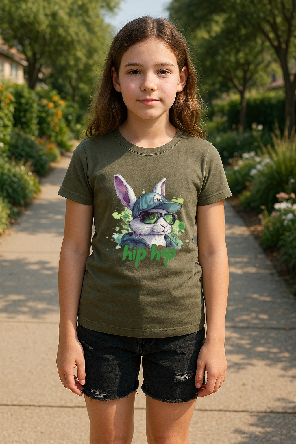 “Hip Hop Bunny” Kids’ T-Shirt – Street Style Cottontail Edition 🐰🕶️