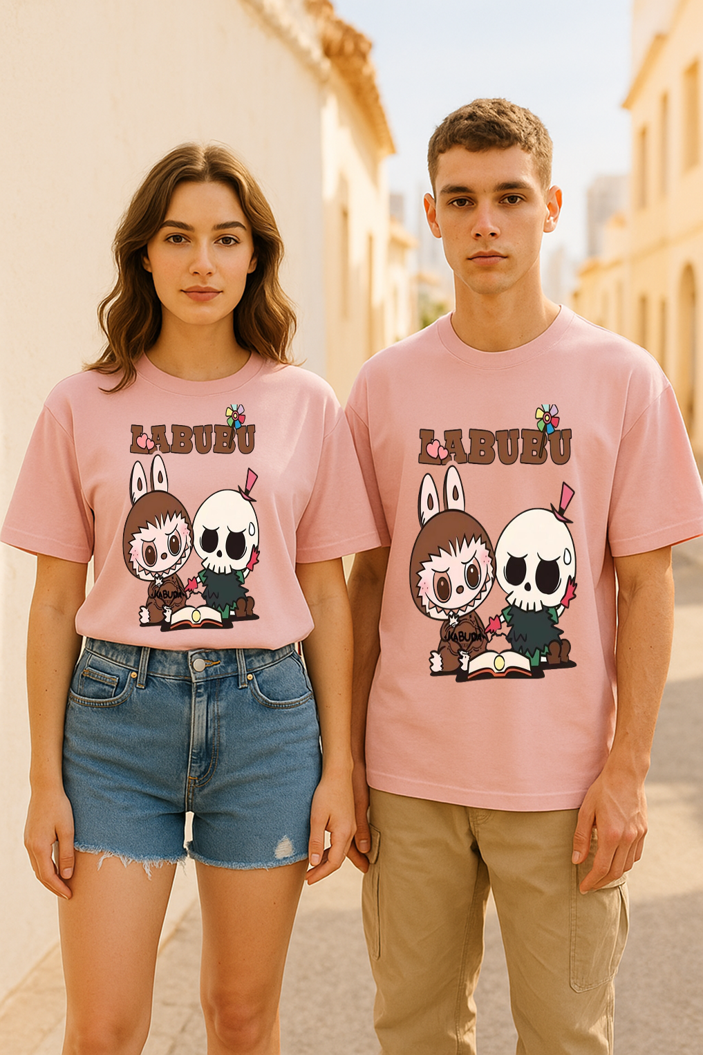 Labubu & Skull Character Oversized Unisex T-Shirt