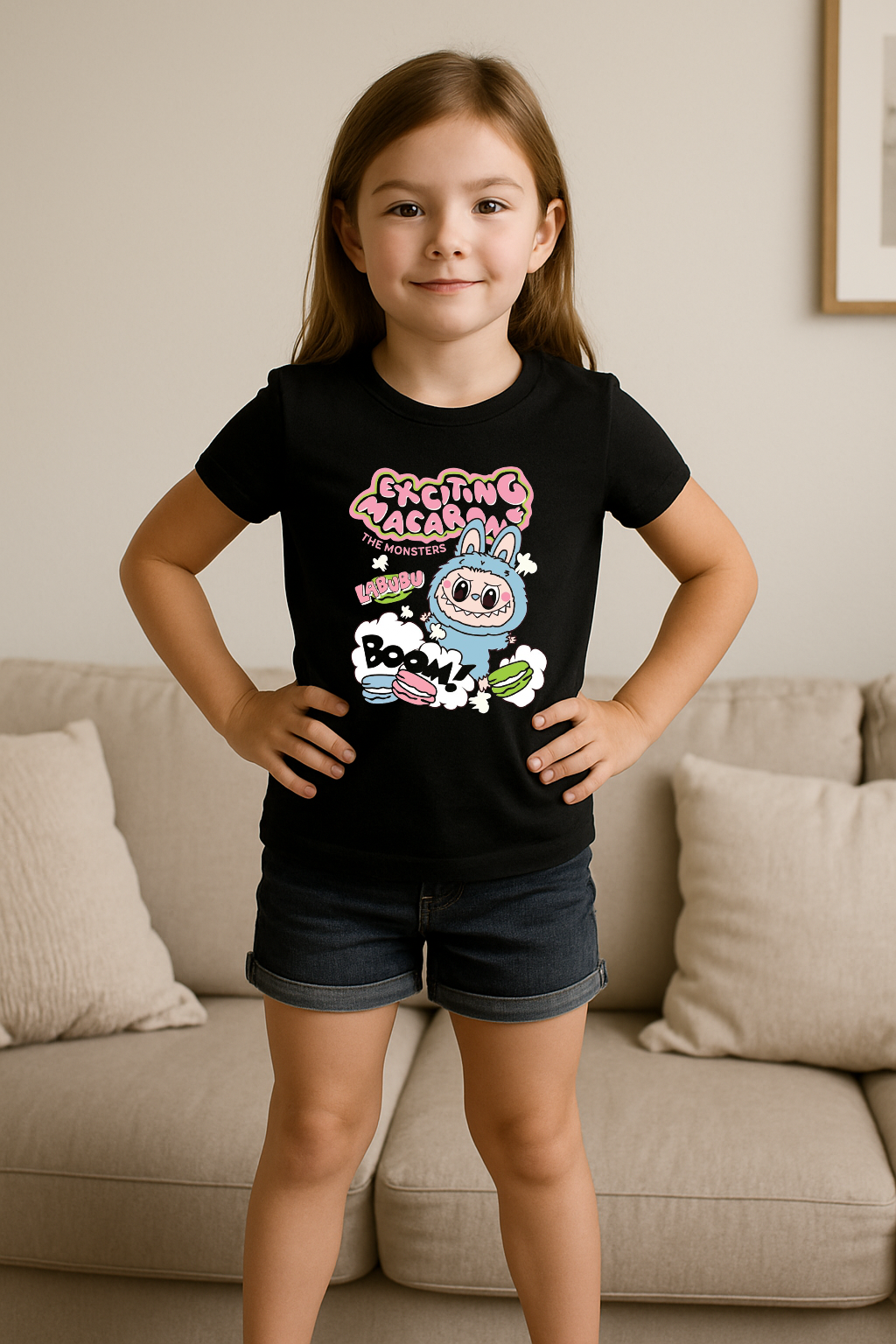 🎀 Labubu “Boom & Sweet” Monster Tee – Girls 0–13 Yrs | 100% Cotton