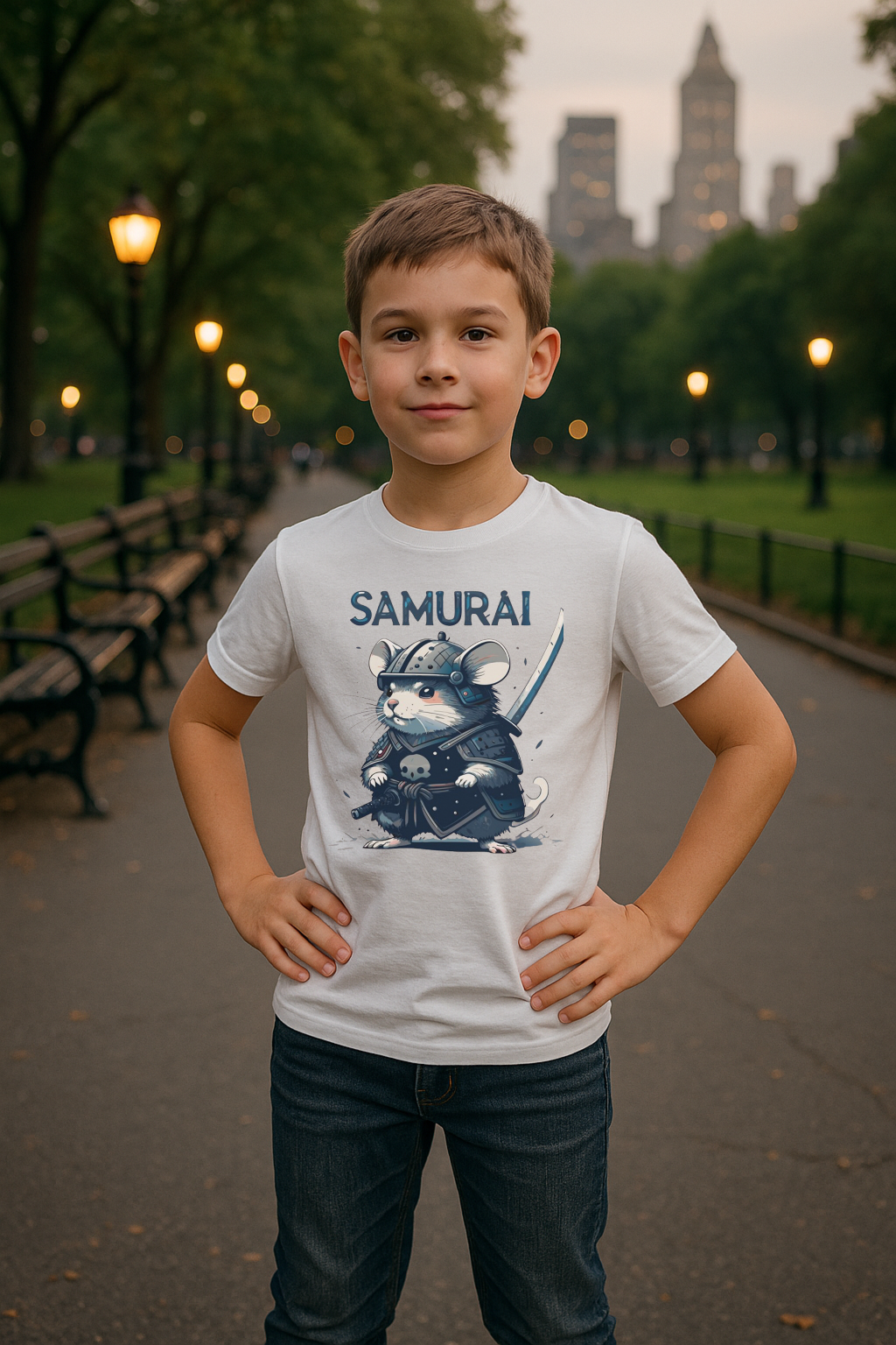 Samurai Mouse Kids T-Shirt – Brave Little Warrior Tee
