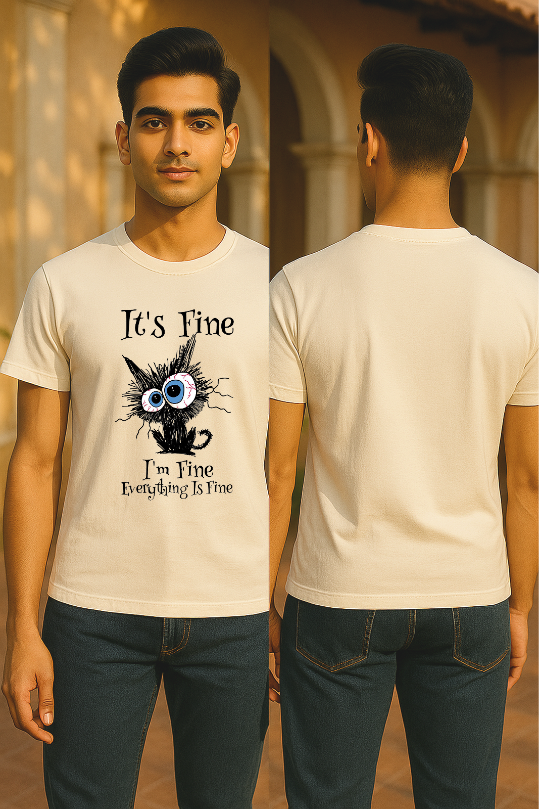 💥 "It’s Fine" Puff Print Tee – Chaos But Make It Cute 💥