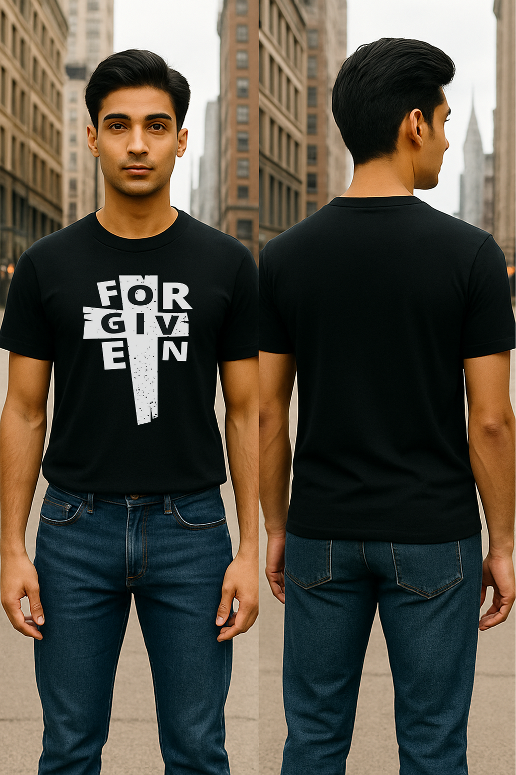 ✝️ “FORGIVEN” Streetwear Faith Tee | Minimalist Bold Print