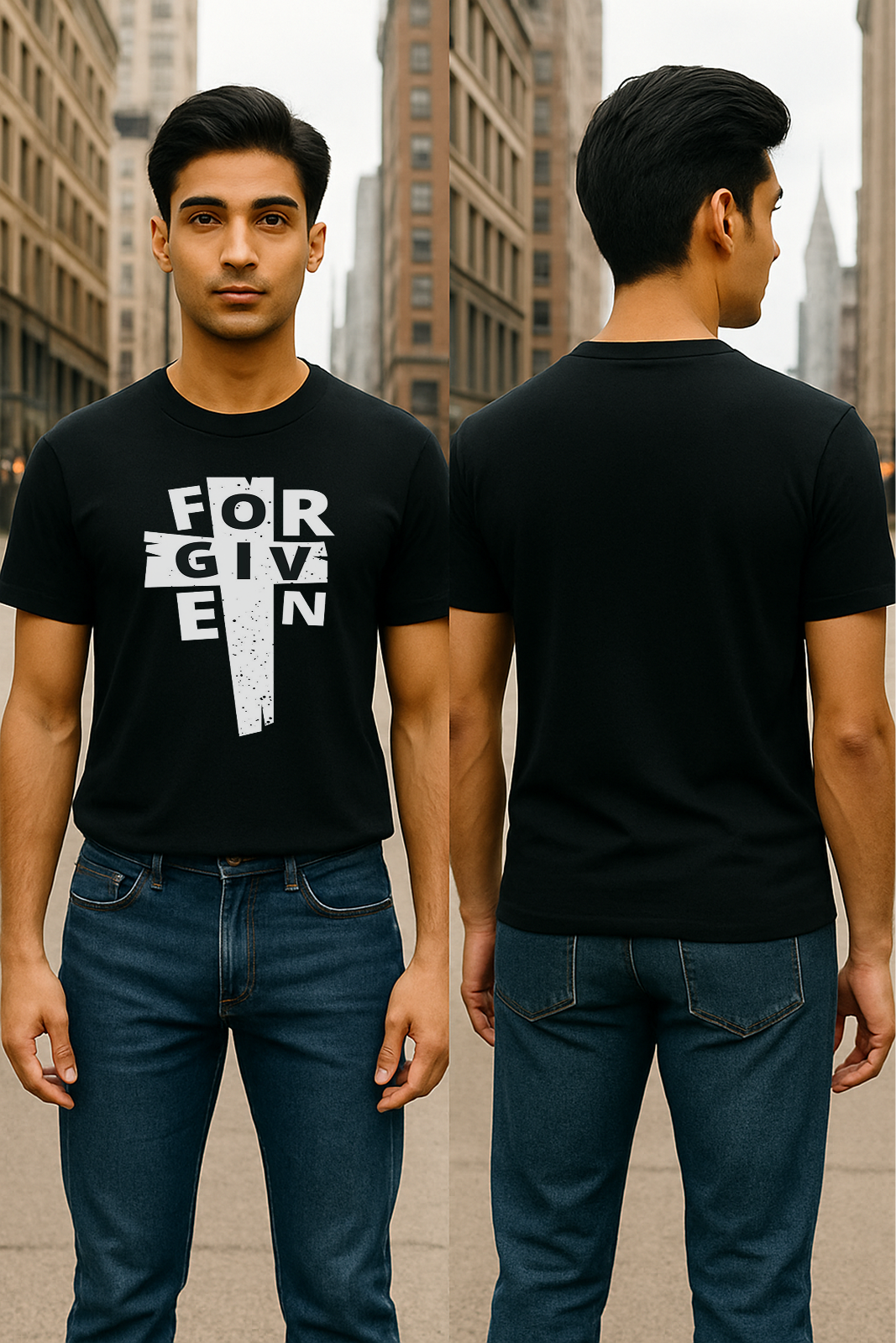 ✝️ “FORGIVEN” Streetwear Faith Tee | Minimalist Bold Print