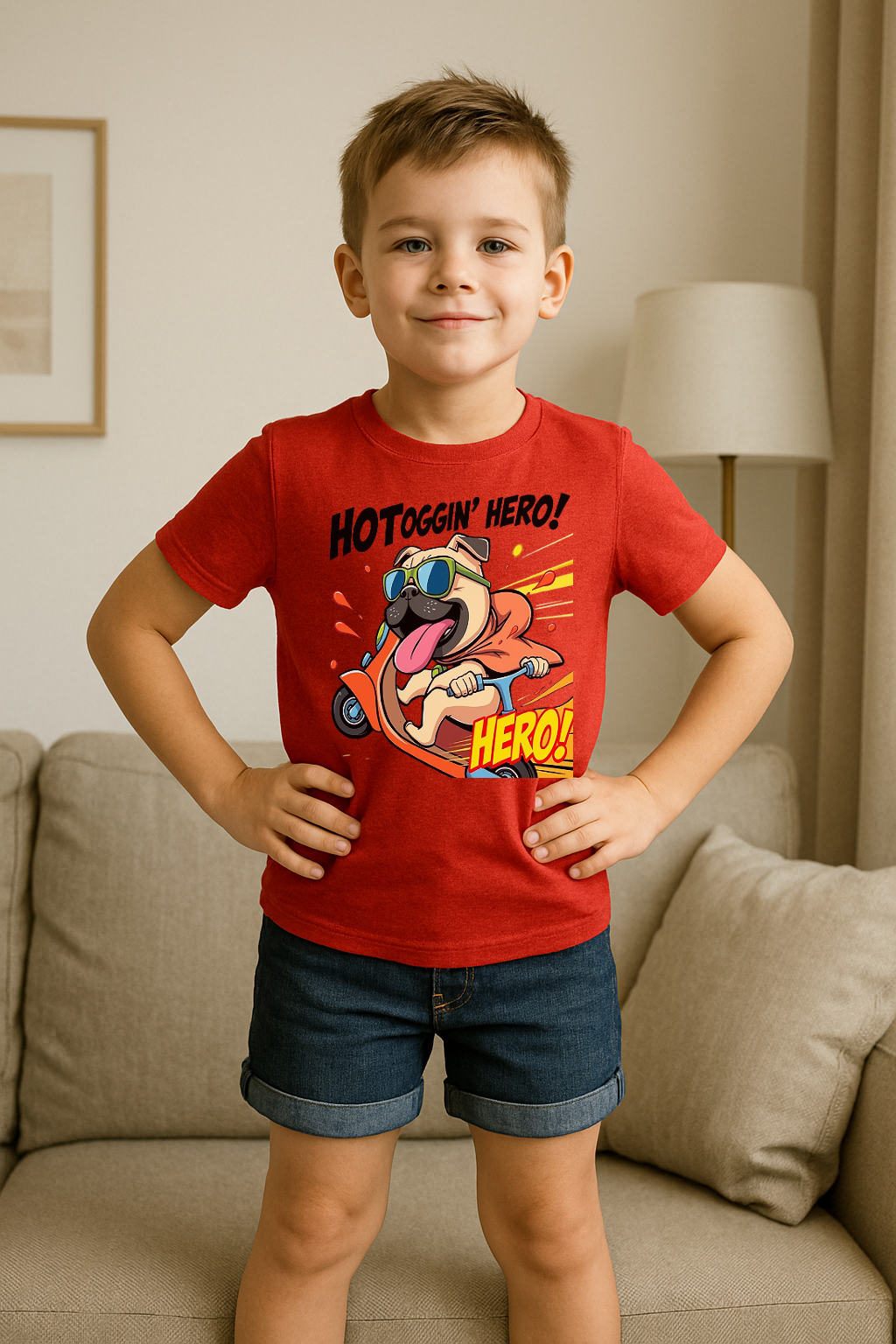 “Hotdoggin’ Hero” Kids T-Shirt – Zoom into Fun! 🛵🐾