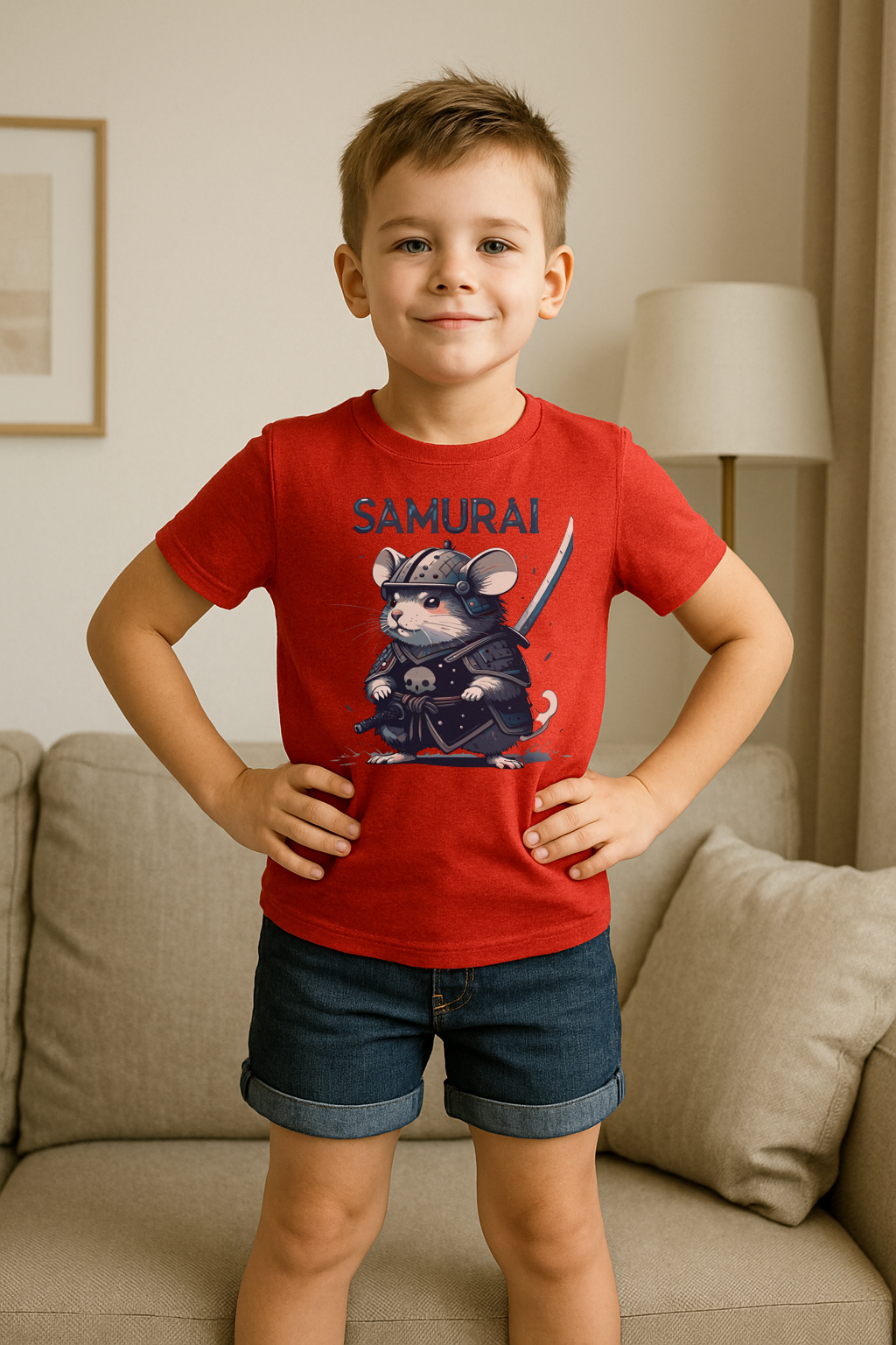 Samurai Mouse Kids T-Shirt – Brave Little Warrior Tee