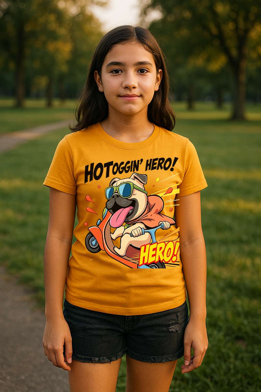 “Hotdoggin’ Hero” Kids T-Shirt – Zoom into Fun! 🛵🐾