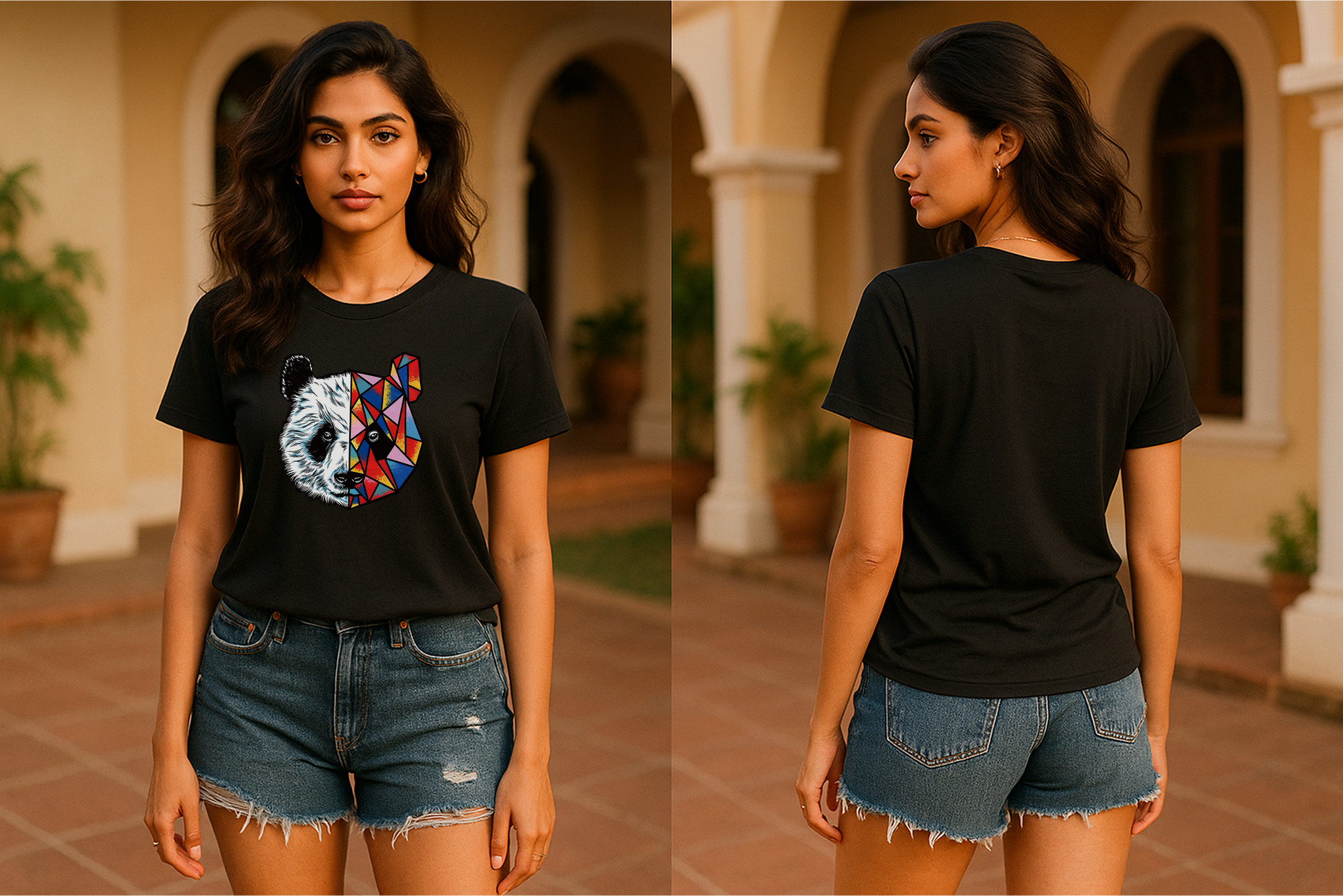 🐼 Geo Panda Tee – Unisex | 100% Cotton | Regular Fit 😎