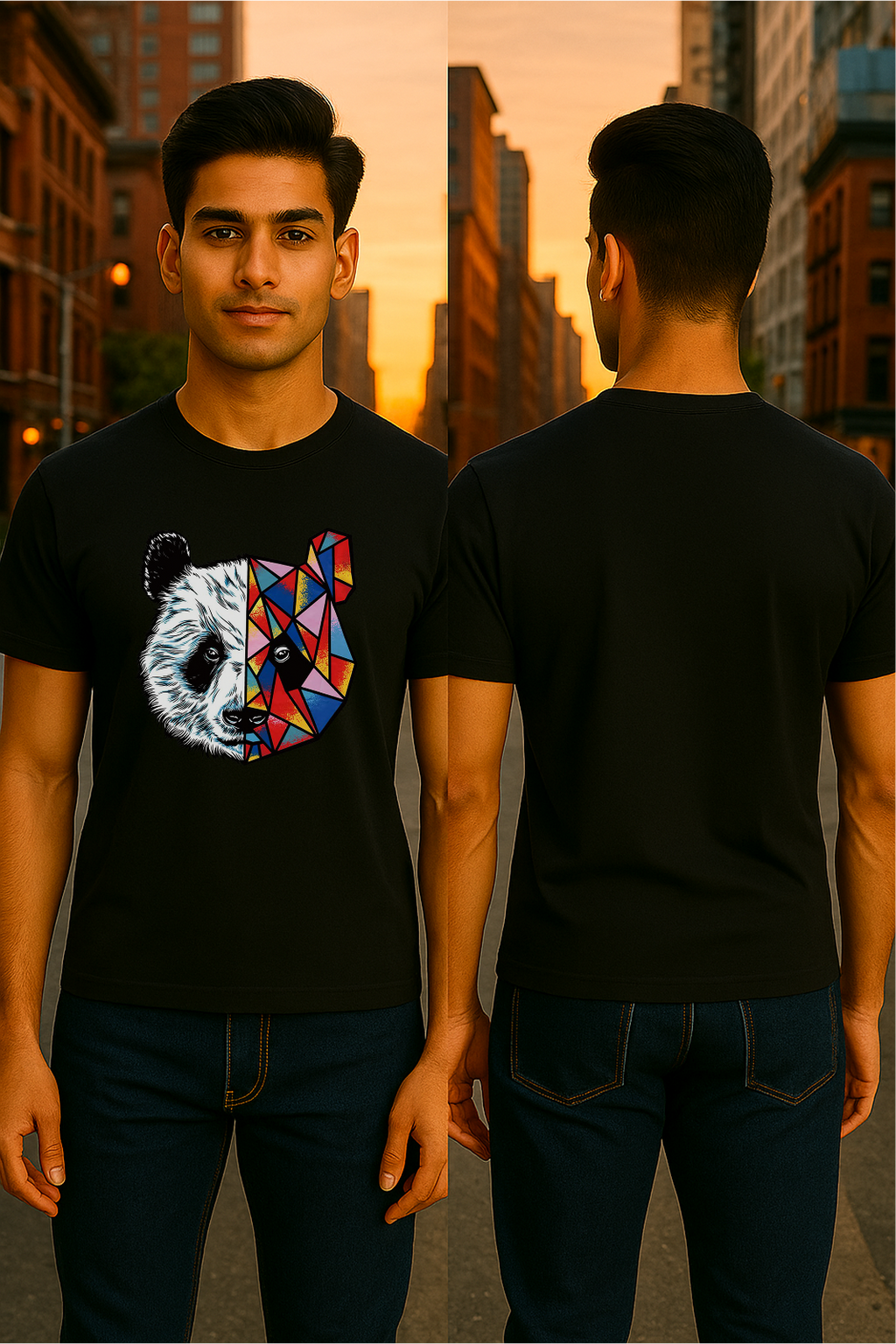 🐼 Geo Panda Tee – Unisex | 100% Cotton | Regular Fit 😎