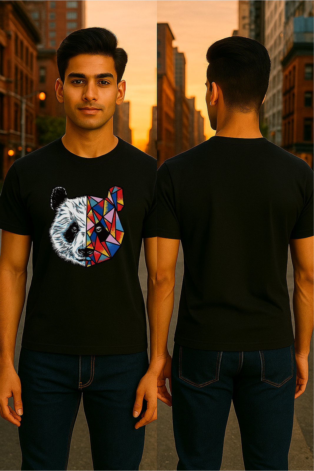 🐼 Geo Panda Tee – Unisex | 100% Cotton | Regular Fit 😎