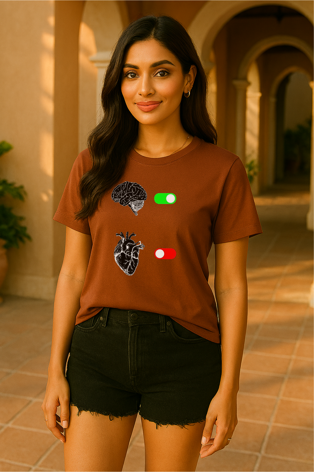 🧠❤️ Brain ON / Heart OFF Tee – Unisex | 100% Cotton | Regular Fit 😎