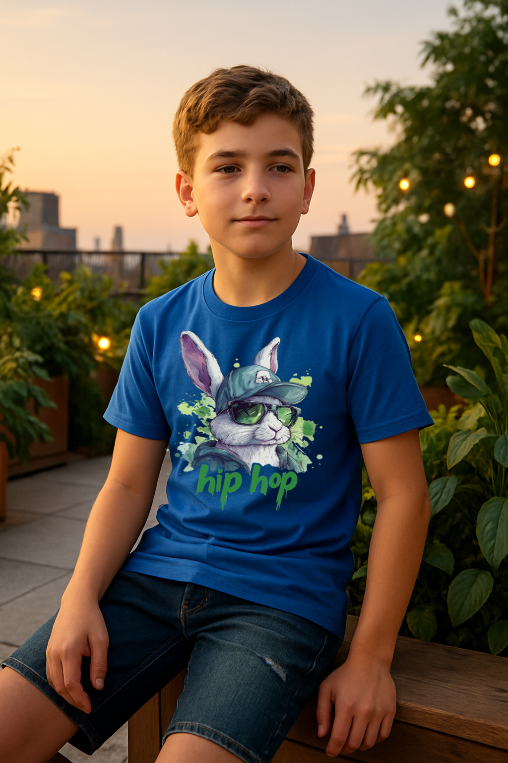 “Hip Hop Bunny” Kids’ T-Shirt – Street Style Cottontail Edition 🐰🕶️