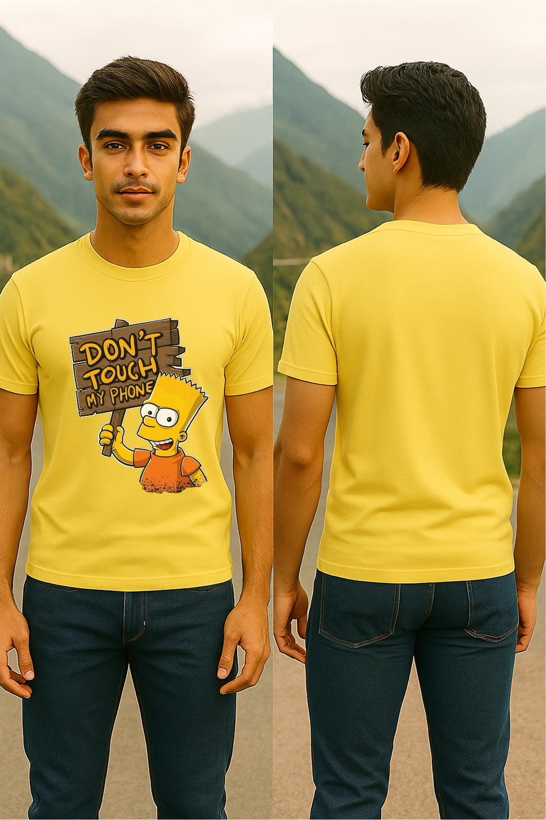 📱 "Don’t Touch My Phone" Bart Tee –  Regular Fit | 100% Cotton