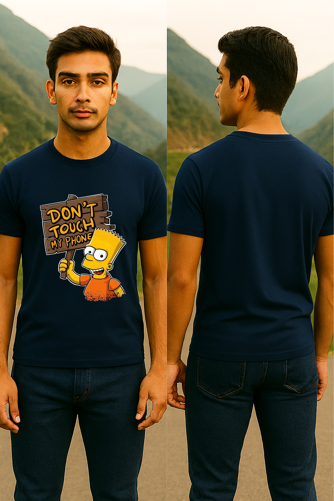 📱 "Don’t Touch My Phone" Bart Tee –  Regular Fit | 100% Cotton