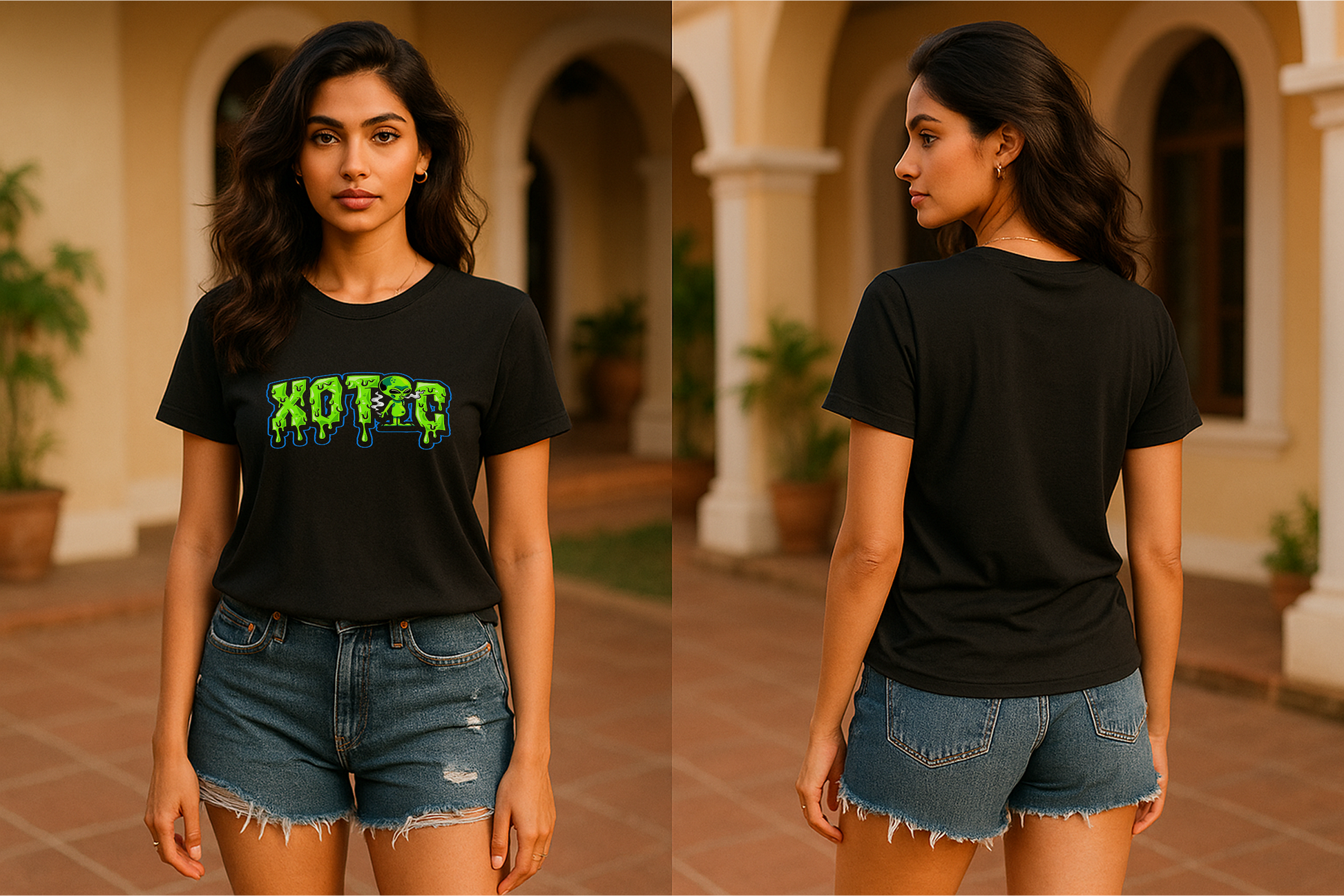 👽 XOTIC Glow-in-the-Dark Alien Drip Tee – Unisex | Regular Fit | Streetwear Essential