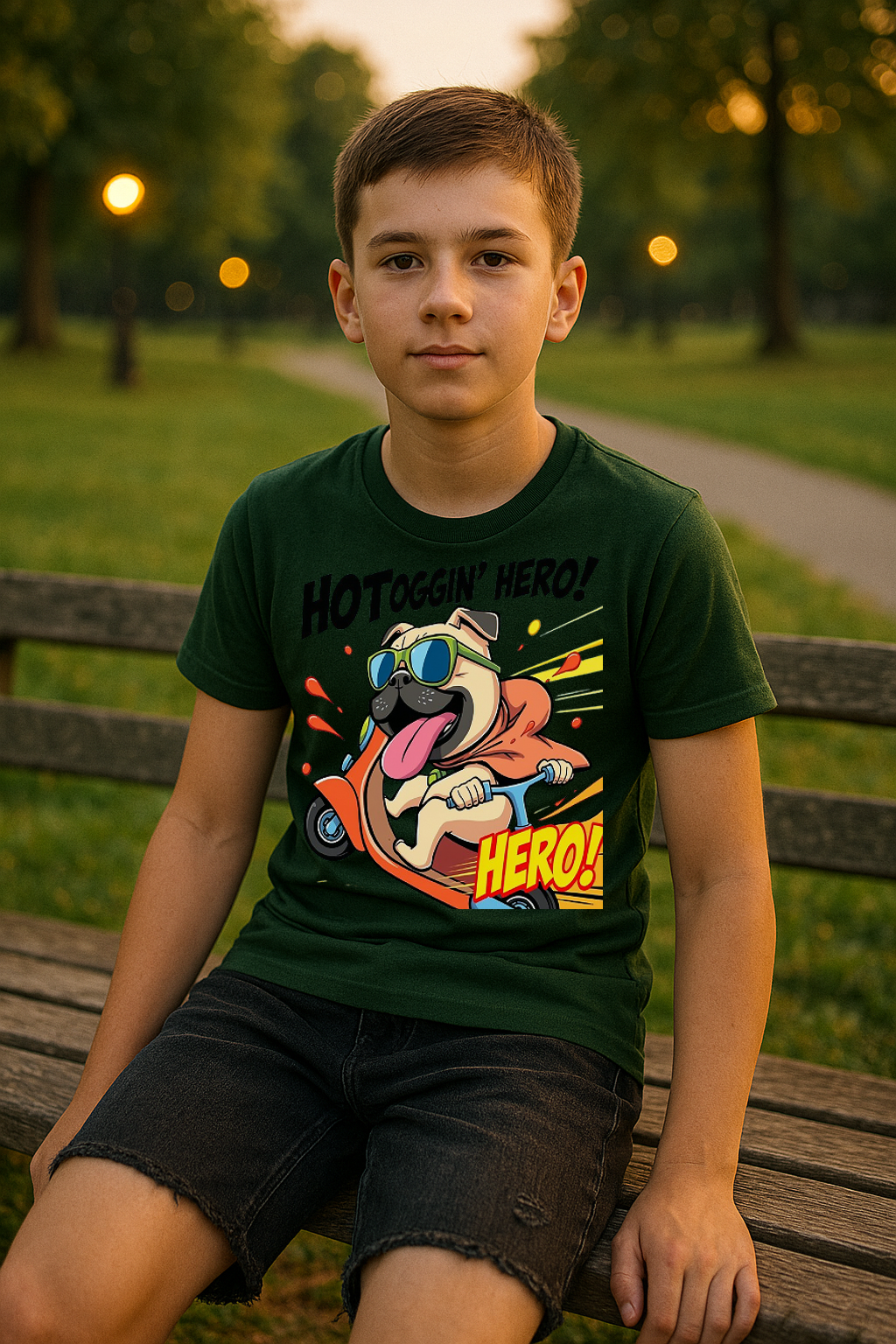 “Hotdoggin’ Hero” Kids T-Shirt – Zoom into Fun! 🛵🐾