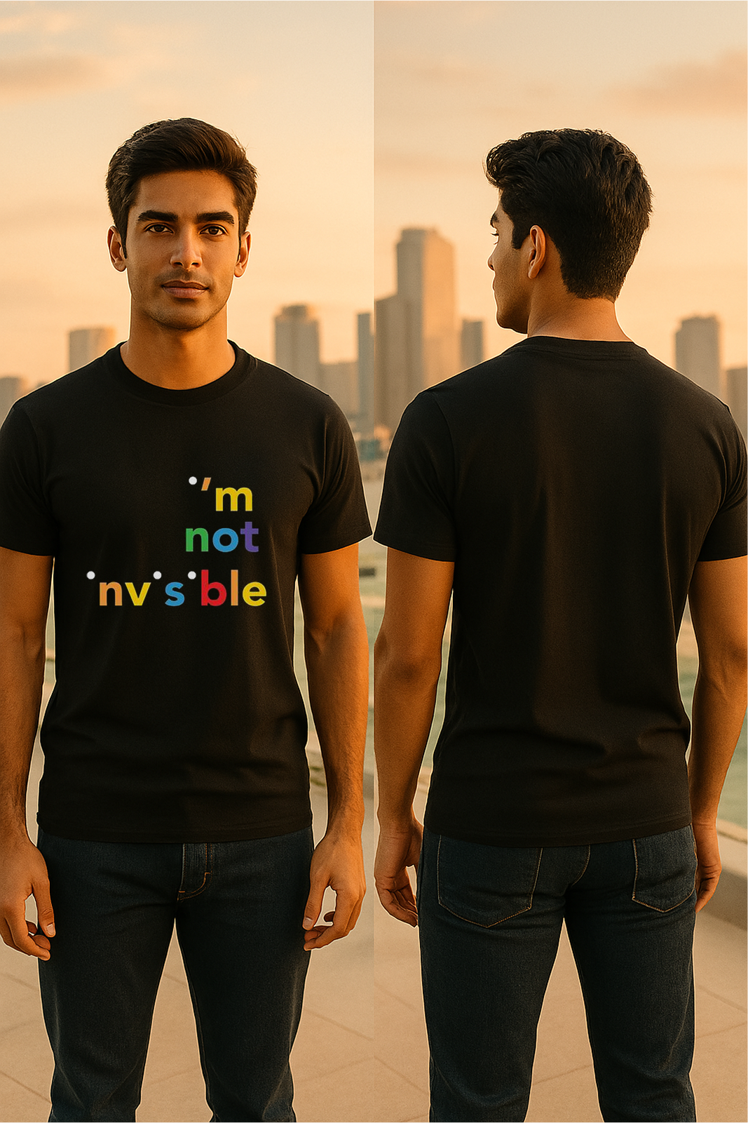 🌈 I’m Not Invisible Tee – Unisex | 100% Cotton | Regular Fit 💬
