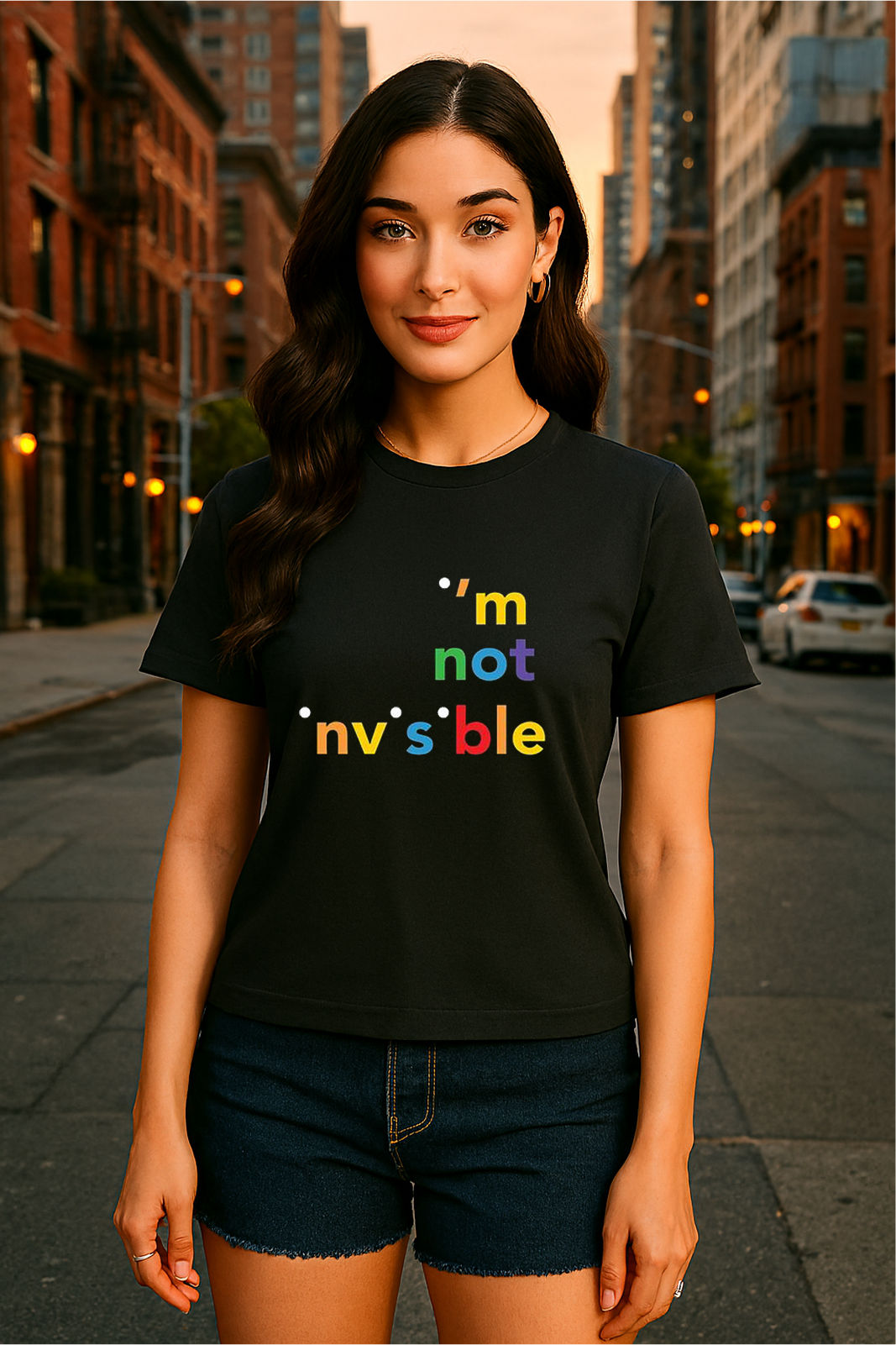 🌈 I’m Not Invisible Tee – Unisex | 100% Cotton | Regular Fit 💬