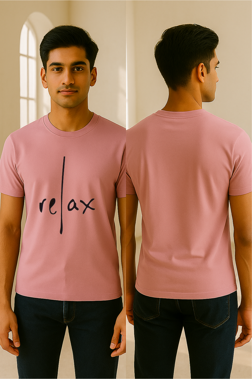 😌✨ Relax Minimalist Tee – Unisex | Soft Cotton | Oversized & Regular Fits Available