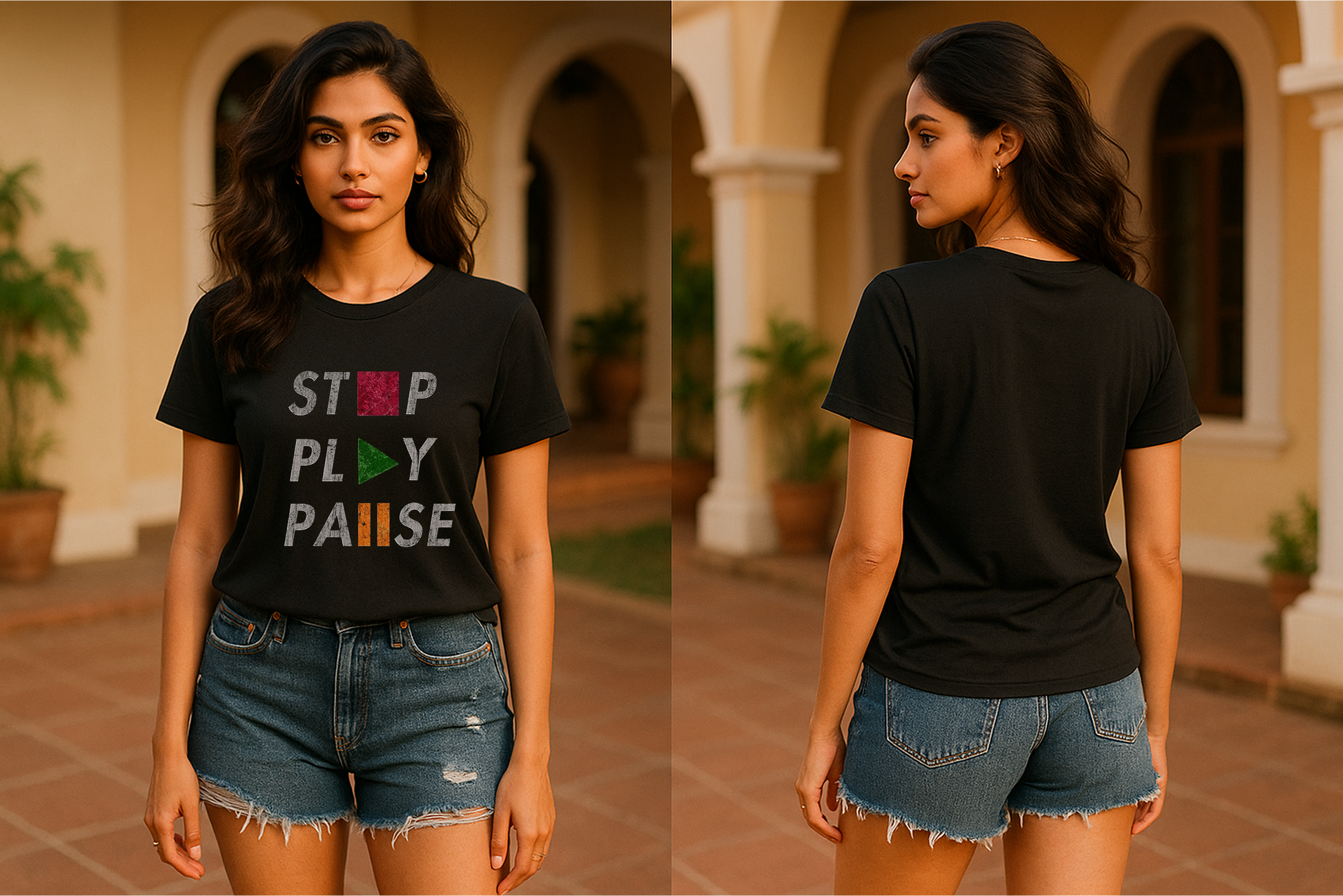 🖤 STOP • PLAY • PAUSE | Unisex Graphic Tee