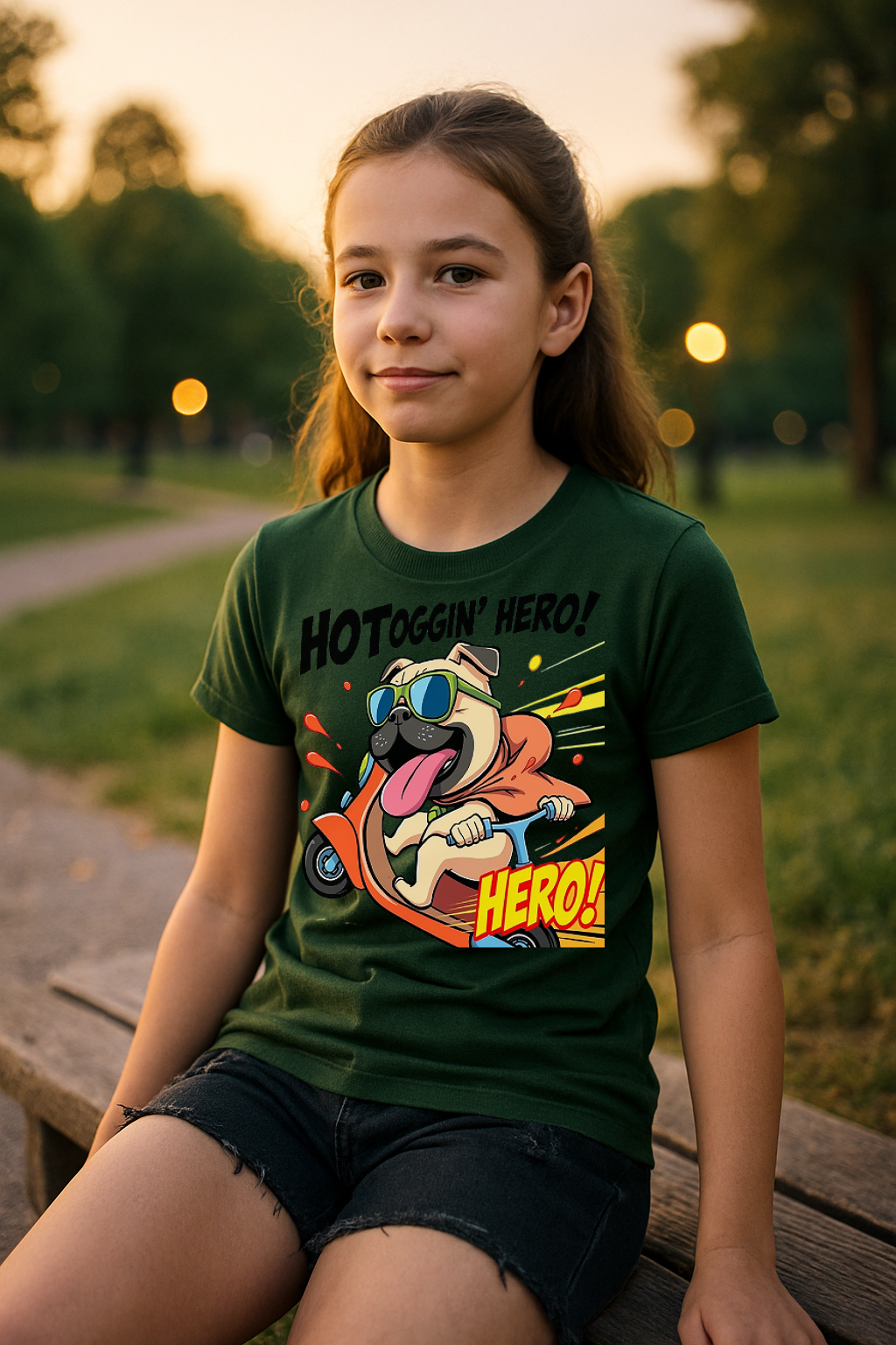 “Hotdoggin’ Hero” Kids T-Shirt – Zoom into Fun! 🛵🐾