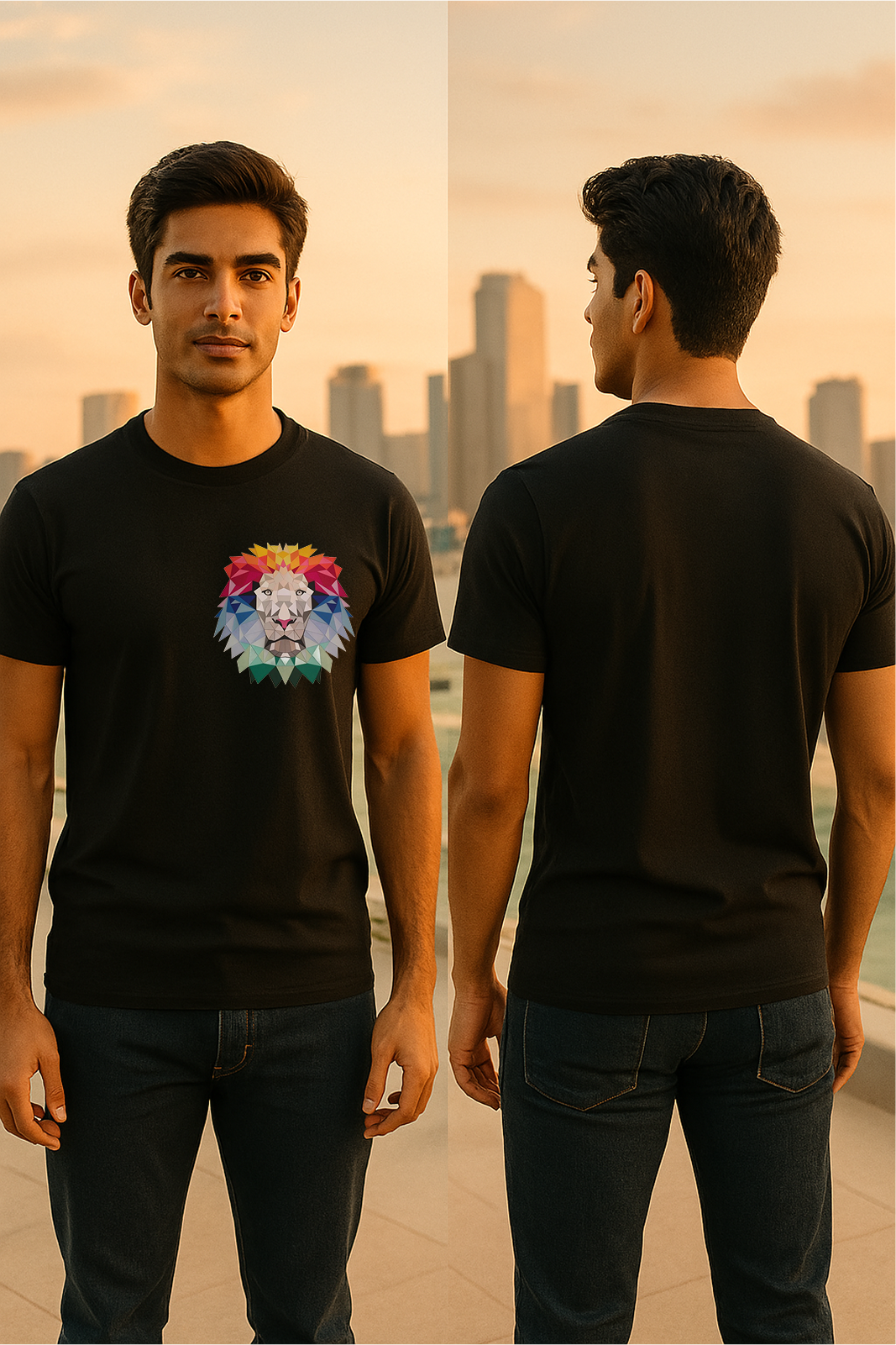🦁 Geometric Rainbow Lion | Unisex Graphic Tee
