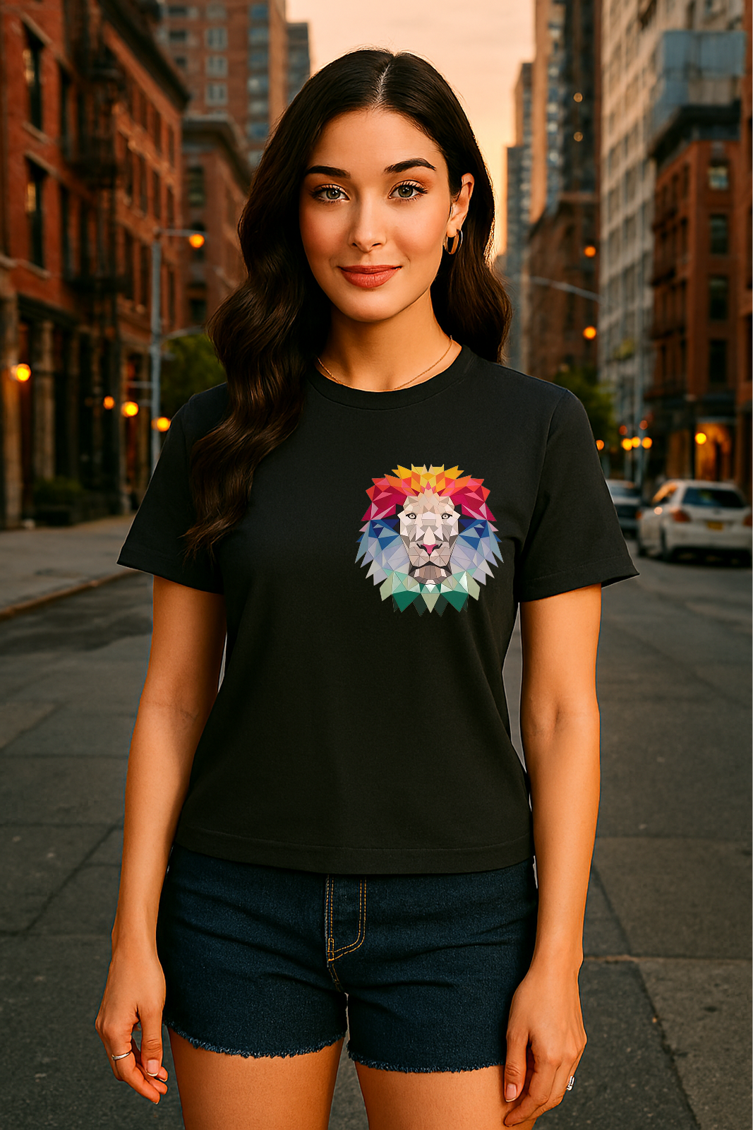 🦁 Geometric Rainbow Lion | Unisex Graphic Tee