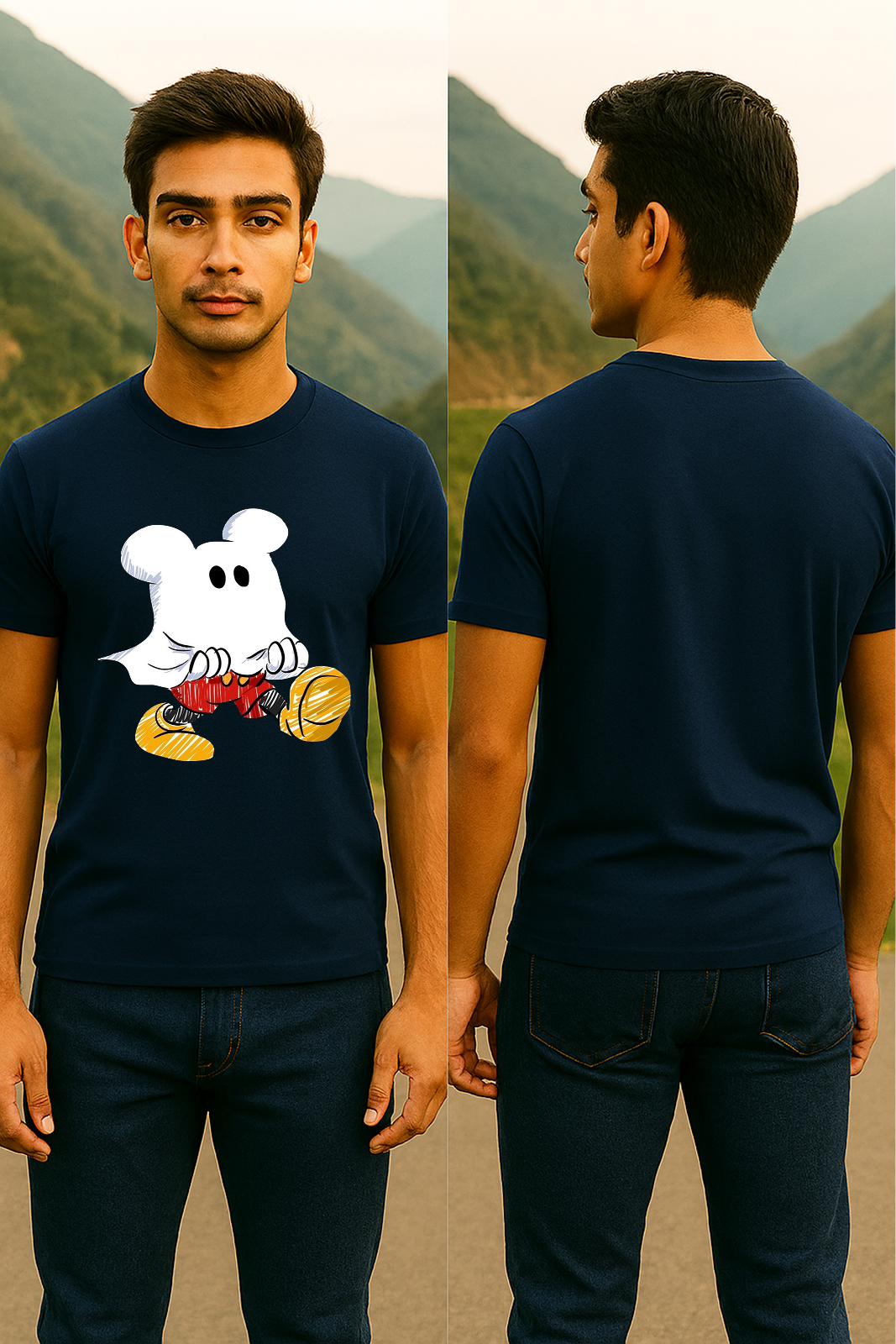 👻 Storm BRN Regular Fit "Cartoon Ghost" Unisex T-Shirt (Ages 13+) 🖤