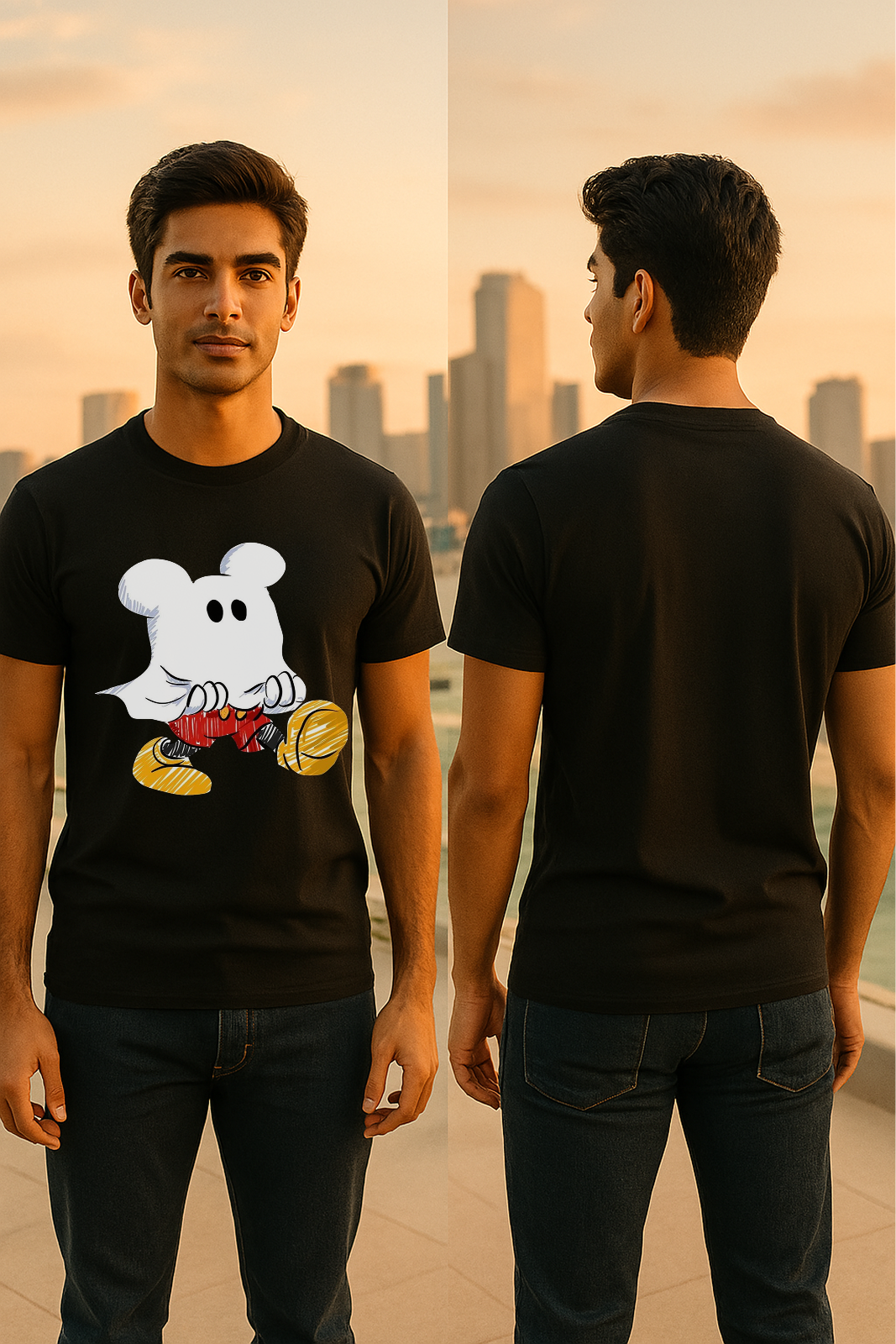 👻 Storm BRN Regular Fit "Cartoon Ghost" Unisex T-Shirt (Ages 13+) 🖤