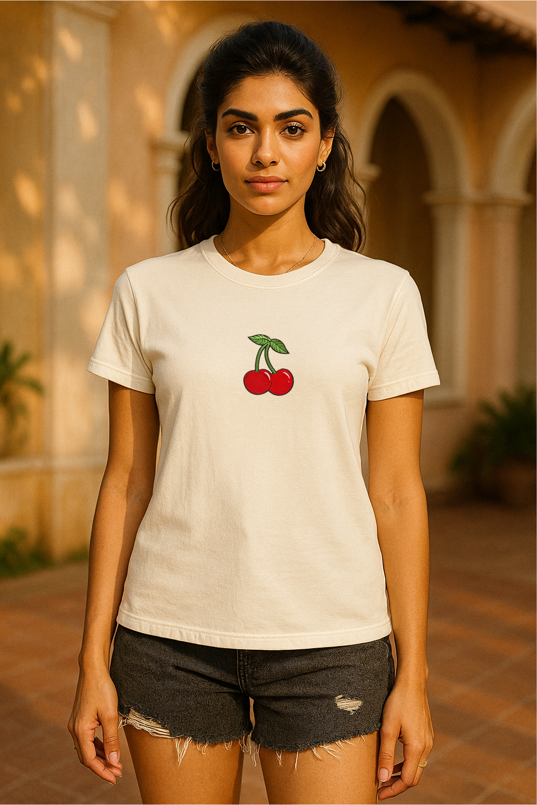 Storm Brn Tee 🍒 Cherry Embroidery (See the Size Chart Before Choosing the Size 🚨)