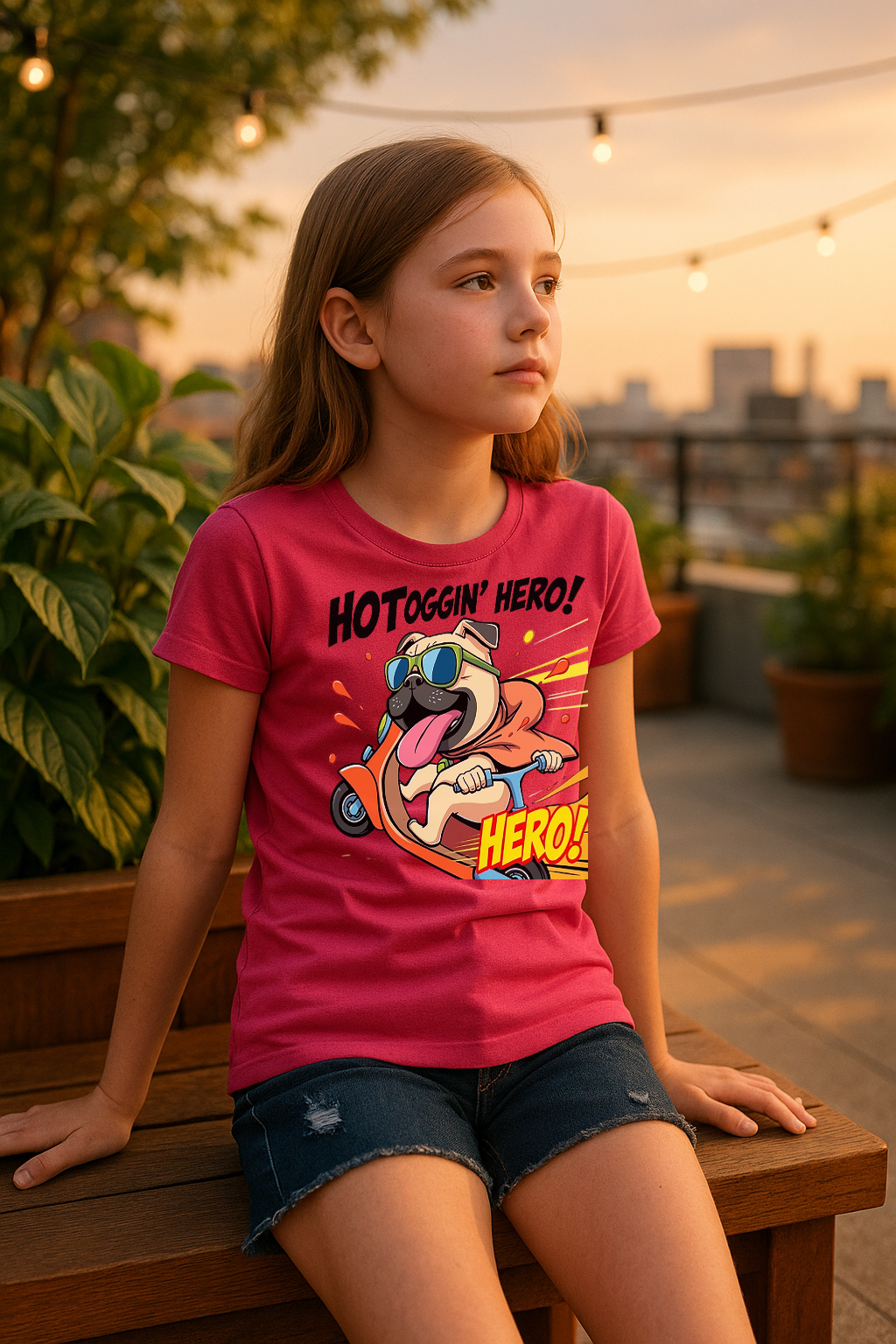 “Hotdoggin’ Hero” Kids T-Shirt – Zoom into Fun! 🛵🐾