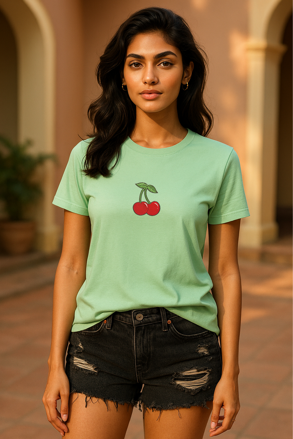 Storm Brn Tee 🍒 Cherry Embroidery (See the Size Chart Before Choosing the Size 🚨)