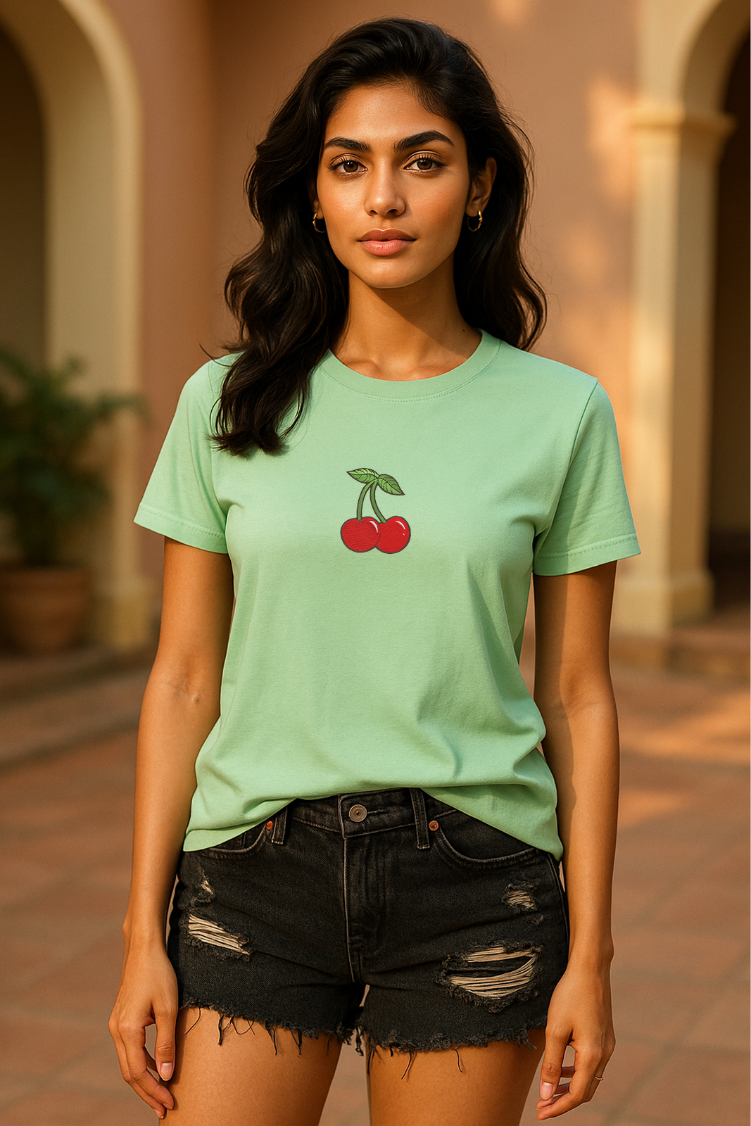 Storm Brn Tee 🍒 Cherry Embroidery (See the Size Chart Before Choosing the Size 🚨)