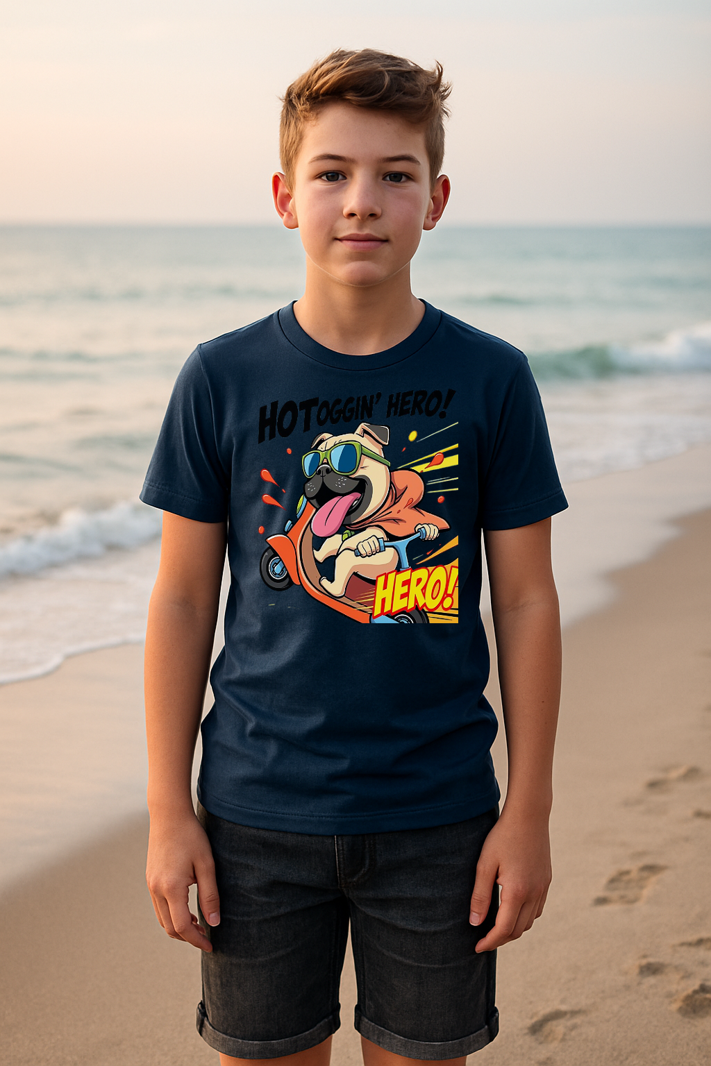 “Hotdoggin’ Hero” Kids T-Shirt – Zoom into Fun! 🛵🐾