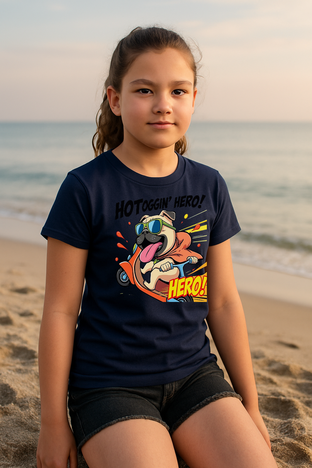 “Hotdoggin’ Hero” Kids T-Shirt – Zoom into Fun! 🛵🐾